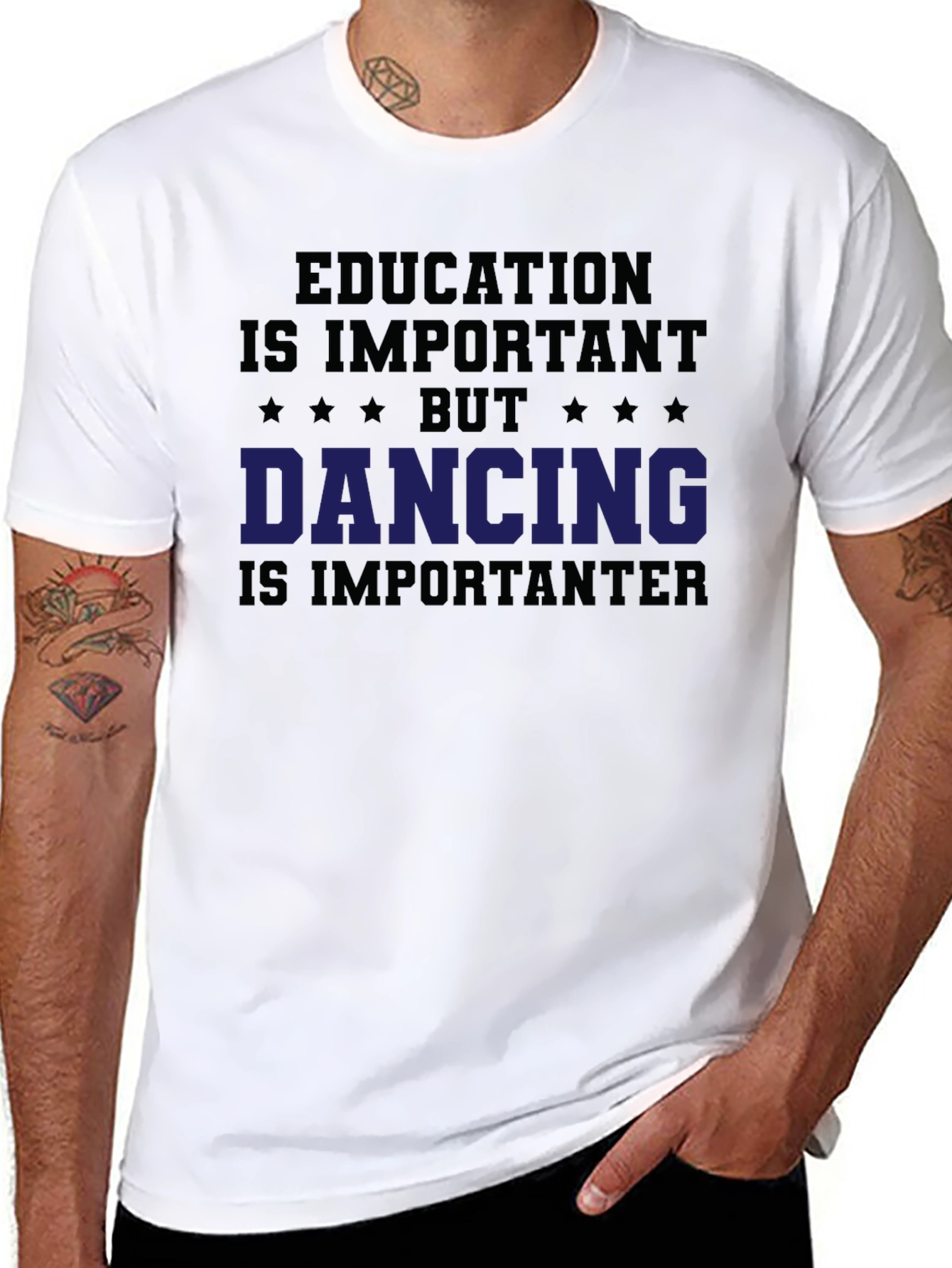 Black Funny Dancing T-Shirt - Education is Important Tee view 8
