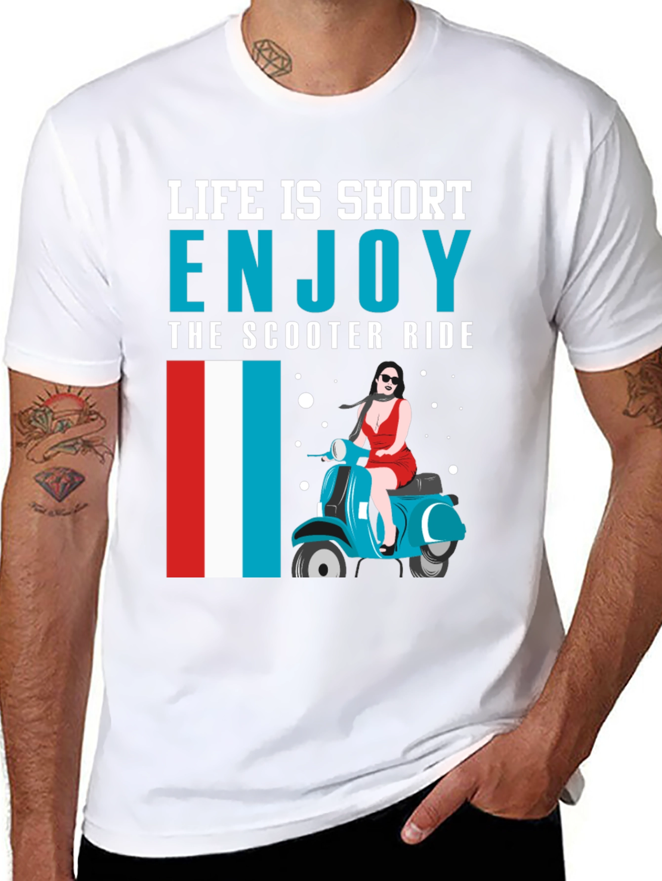 Black Life is Short Enjoy the Scooter Ride Graphic Tee view 8