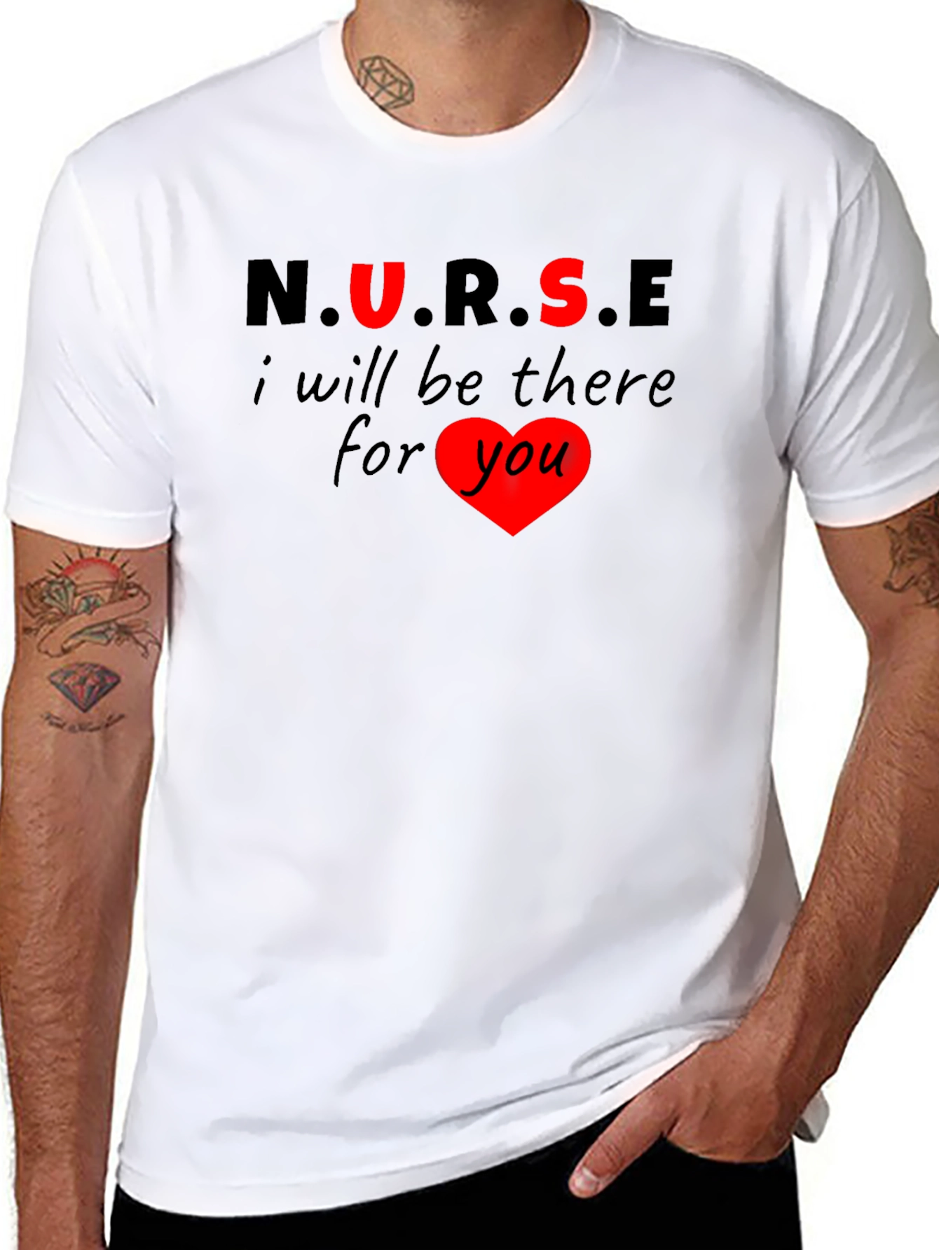 Black Nurse Heartbeat T-Shirt - I Will Be There For You view 8