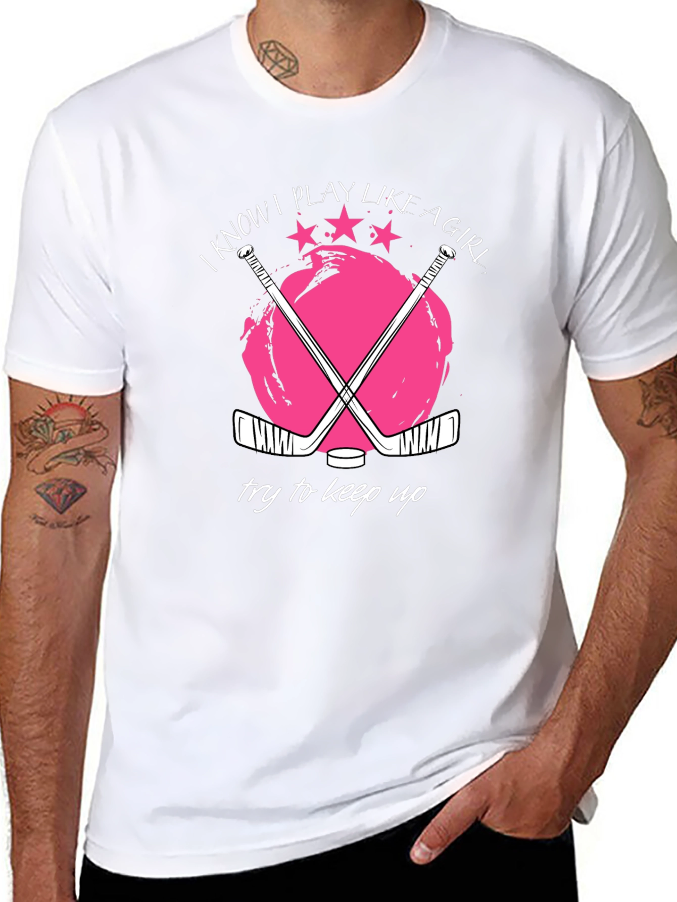 Black I Know I Play Like a Girl Hockey Graphic T-Shirt view 8