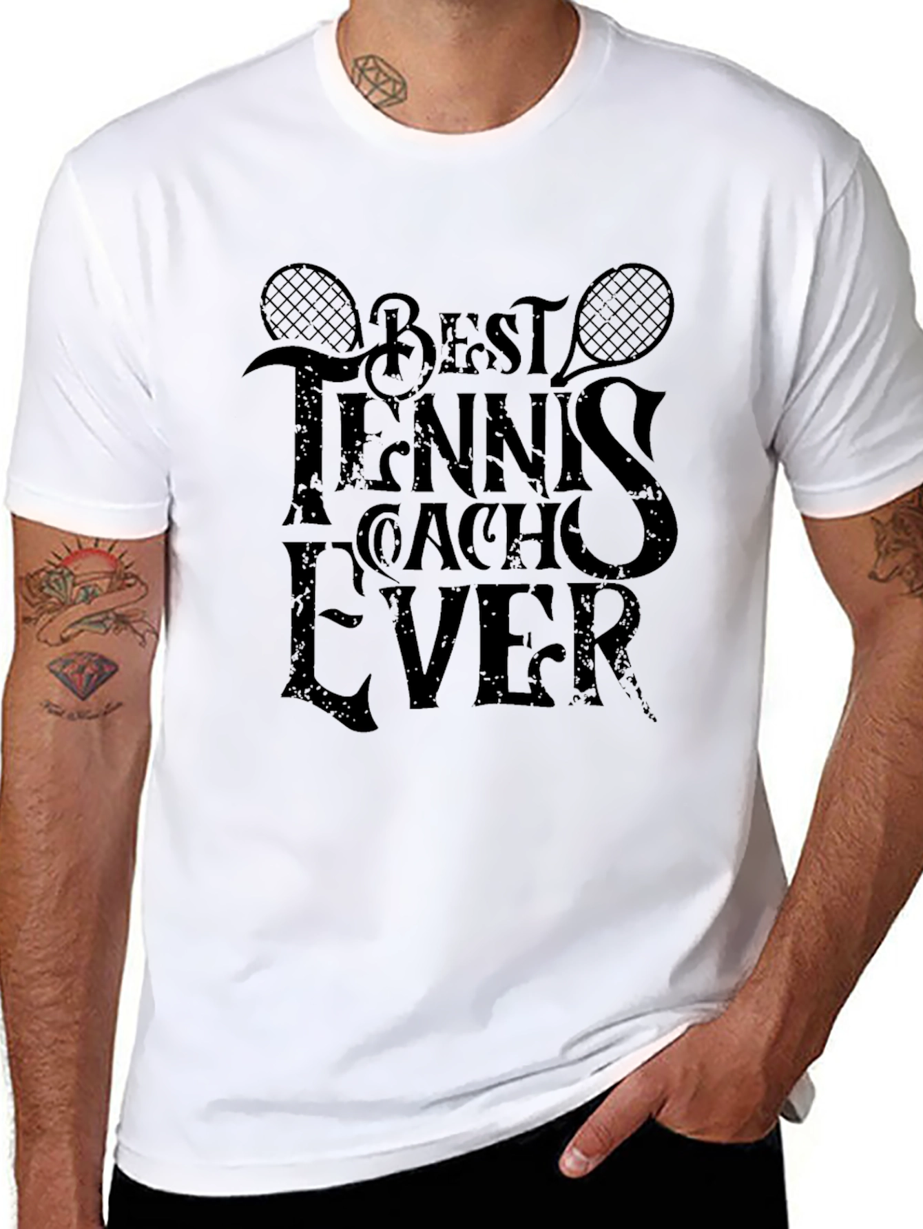 Black Best Tennis Coach Ever Graphic Tee view 8