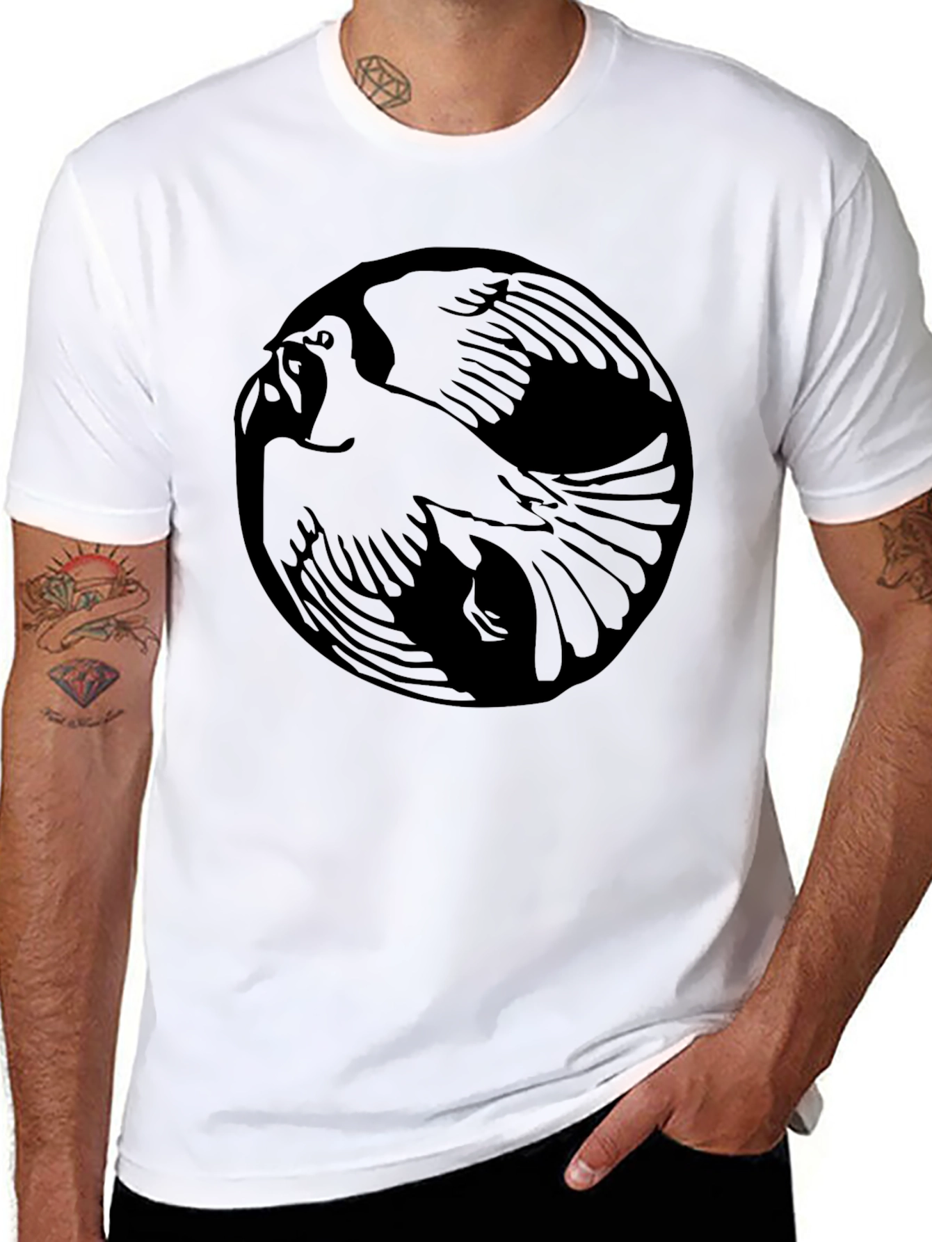 Black Raven Yin Yang Graphic Tee - Black Cotton Blend view 8