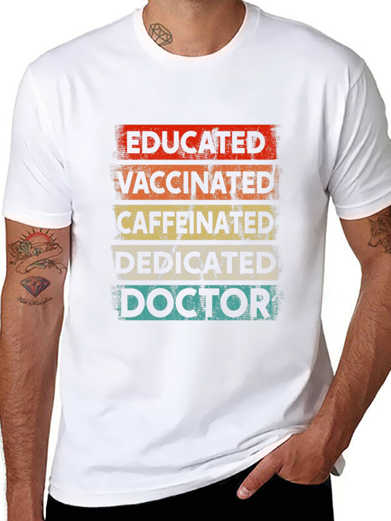 Black Educated Vaccinated Caffeinated Doctor T-Shirt view 8