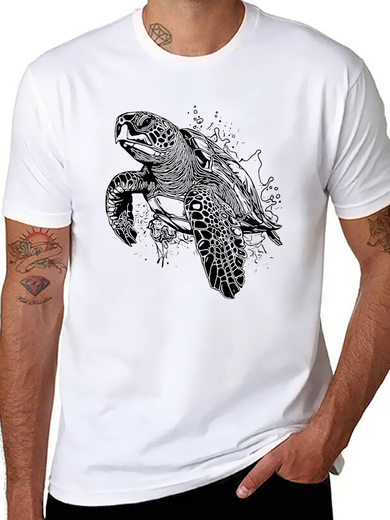 Black Black Sea Turtle Graphic Tee - Men's view 8