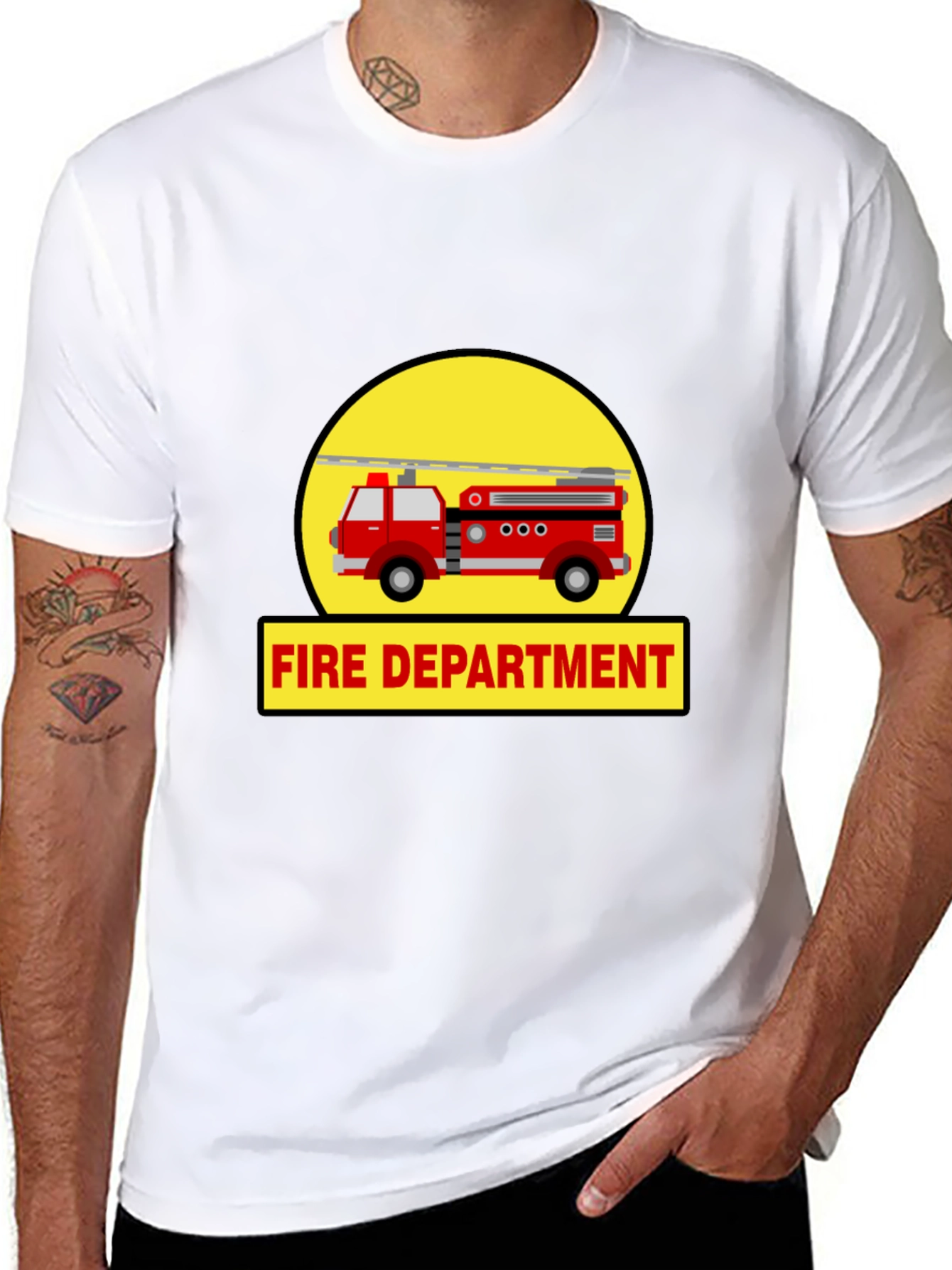 Black Fire Department Truck Graphic Tee view 8