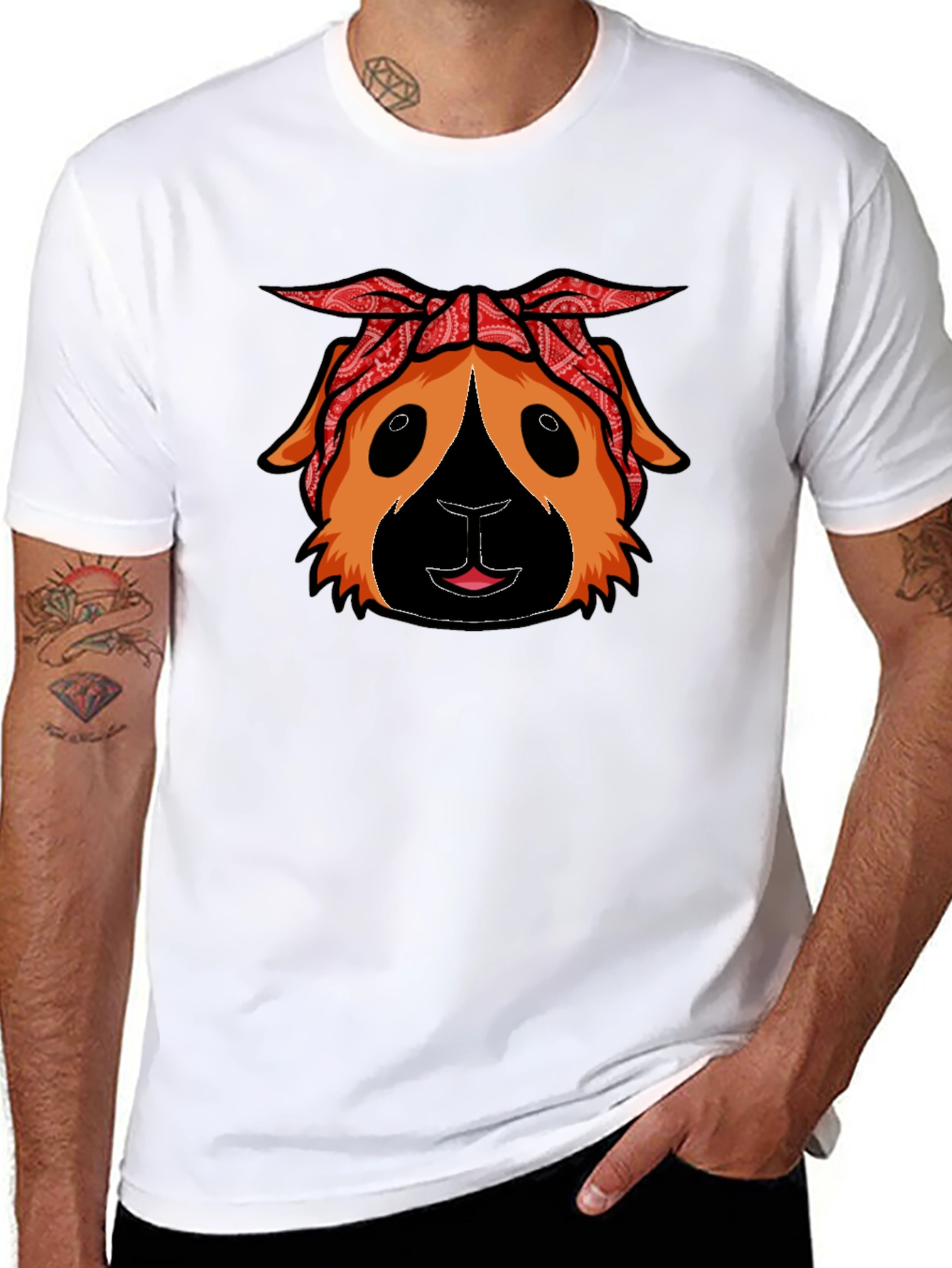 Black Guinea Pig Bandana T-Shirt - Black view 8