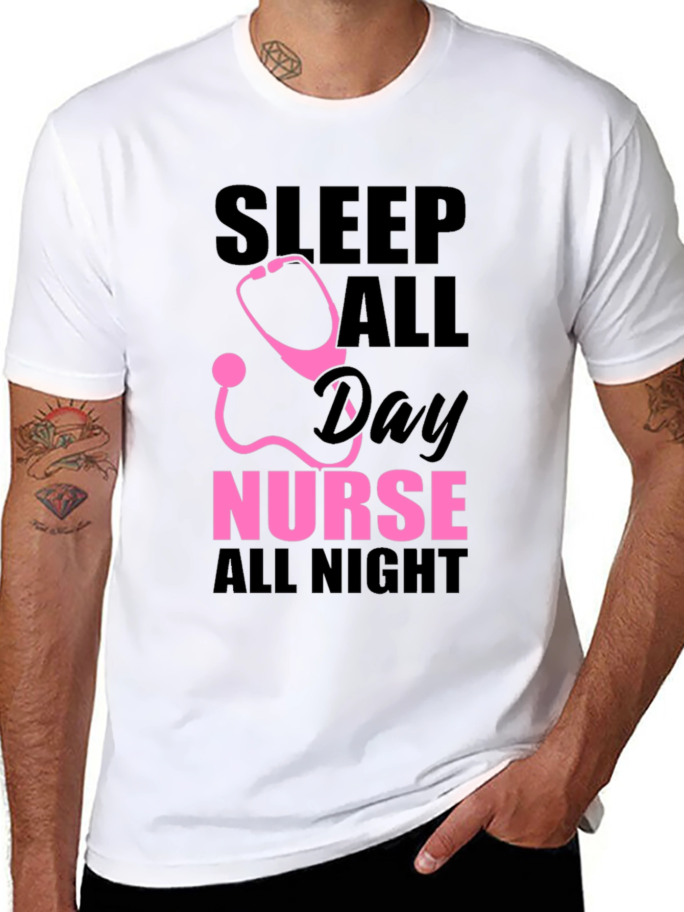Black Nurse Sleep All Day T-Shirt view 8
