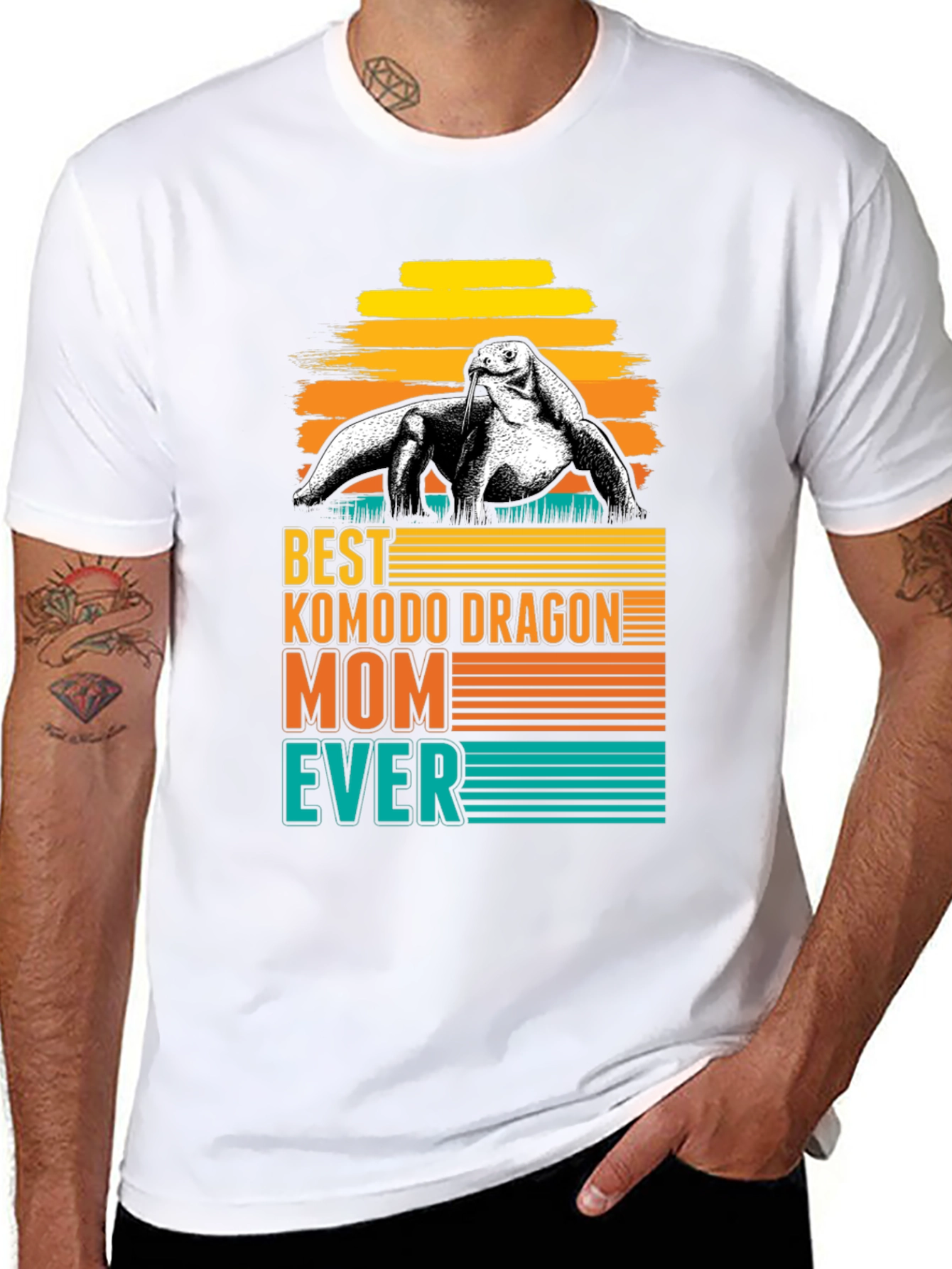 Black Komodo Dragon Mom Ever T-Shirt - Retro Style view 8