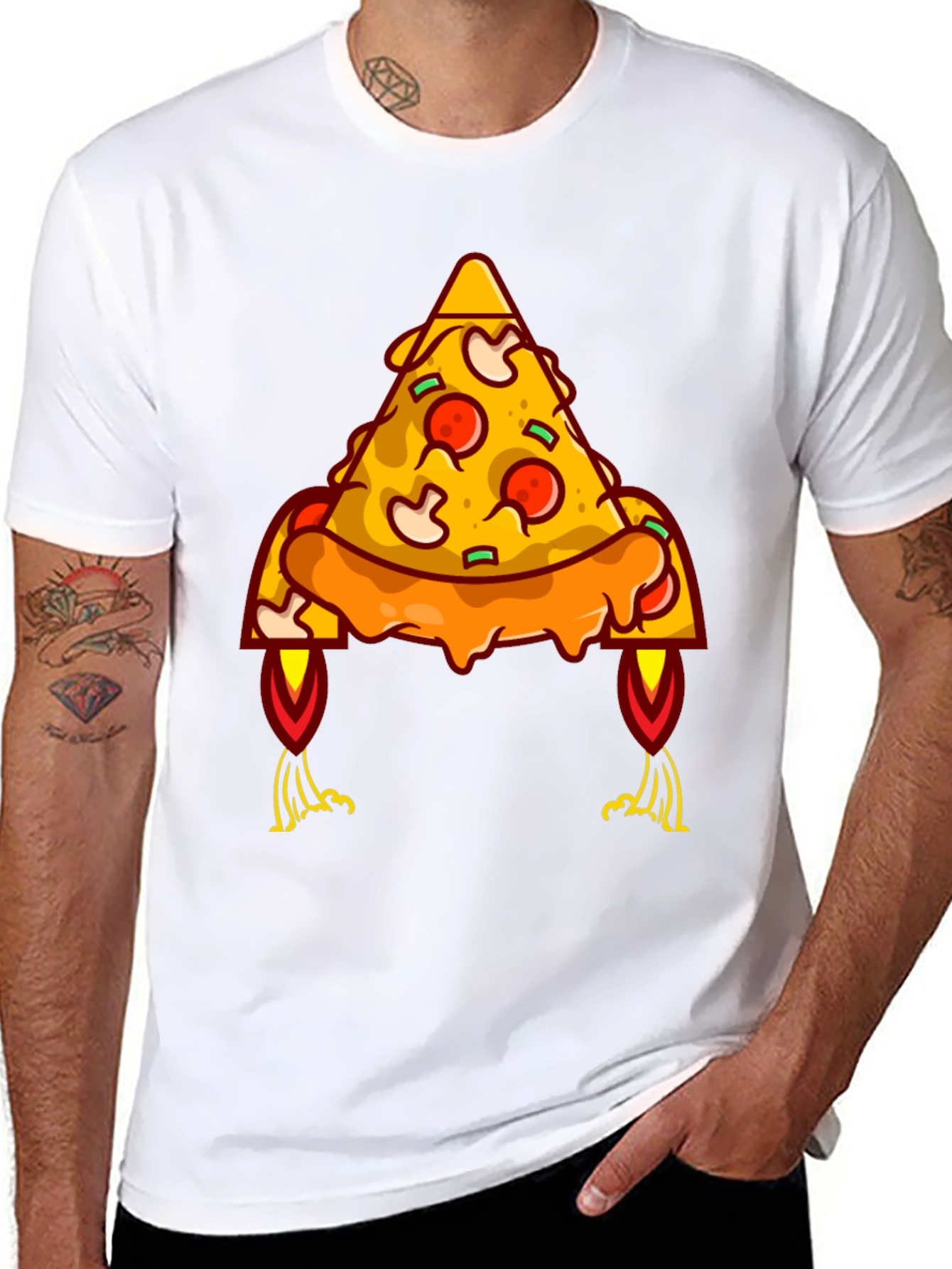 Black Pizza Rocket Graphic Tee - Black view 8