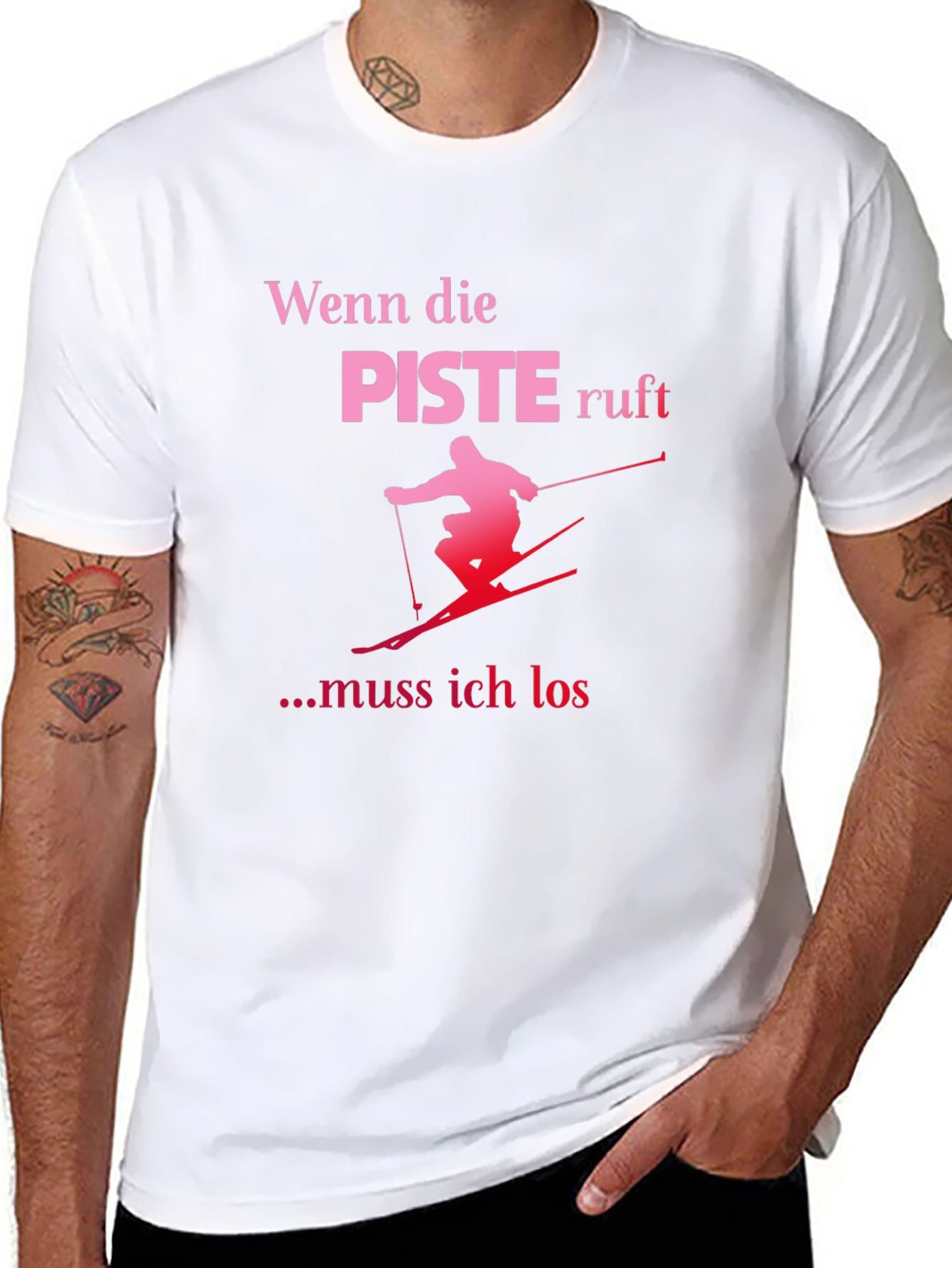 Black Funny Skiing T-Shirt: Wenn die Piste Ruft view 8