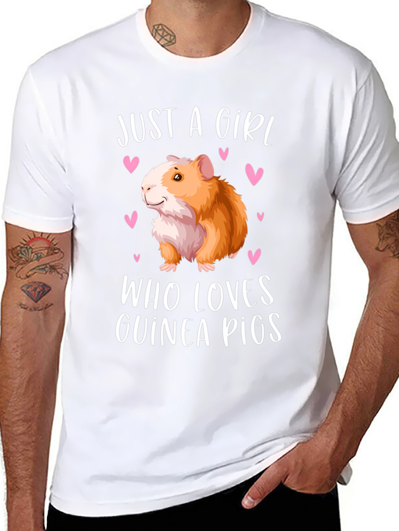 Black Just a Girl Who Loves Guinea Pigs T-Shirt view 8