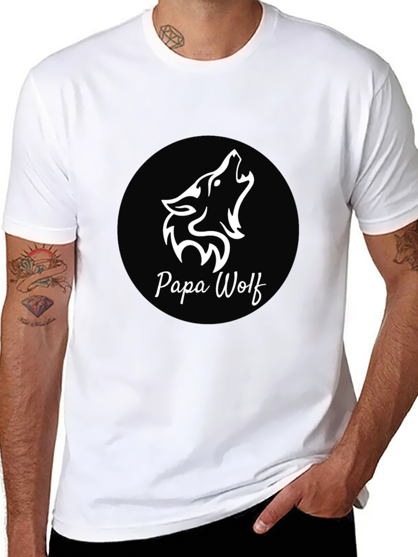 Black Papa Wolf Black T-Shirt - Graphic Design view 8