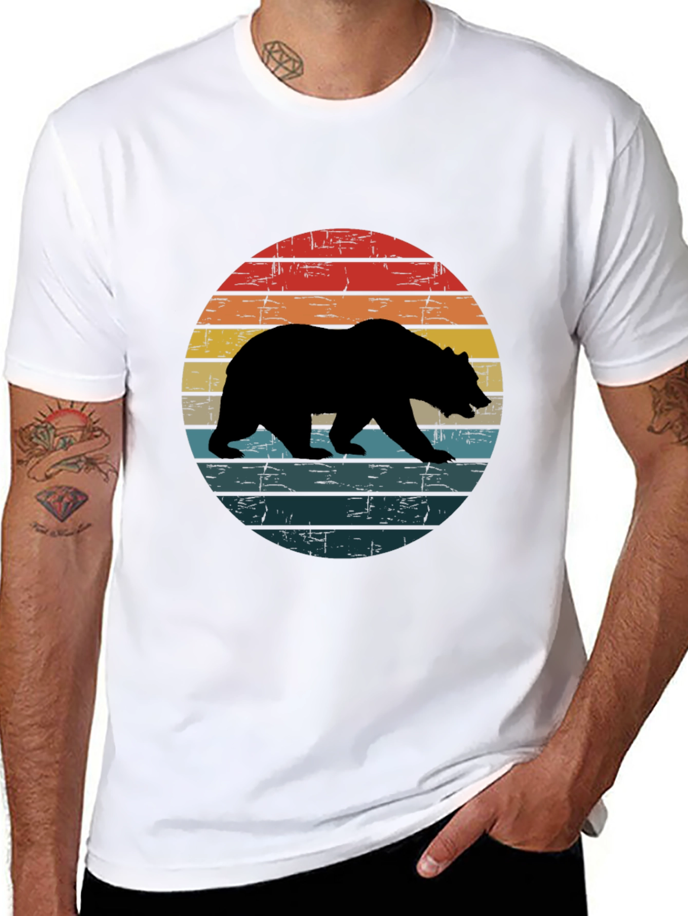Black Retro Bear Silhouette T-Shirt - Black view 8
