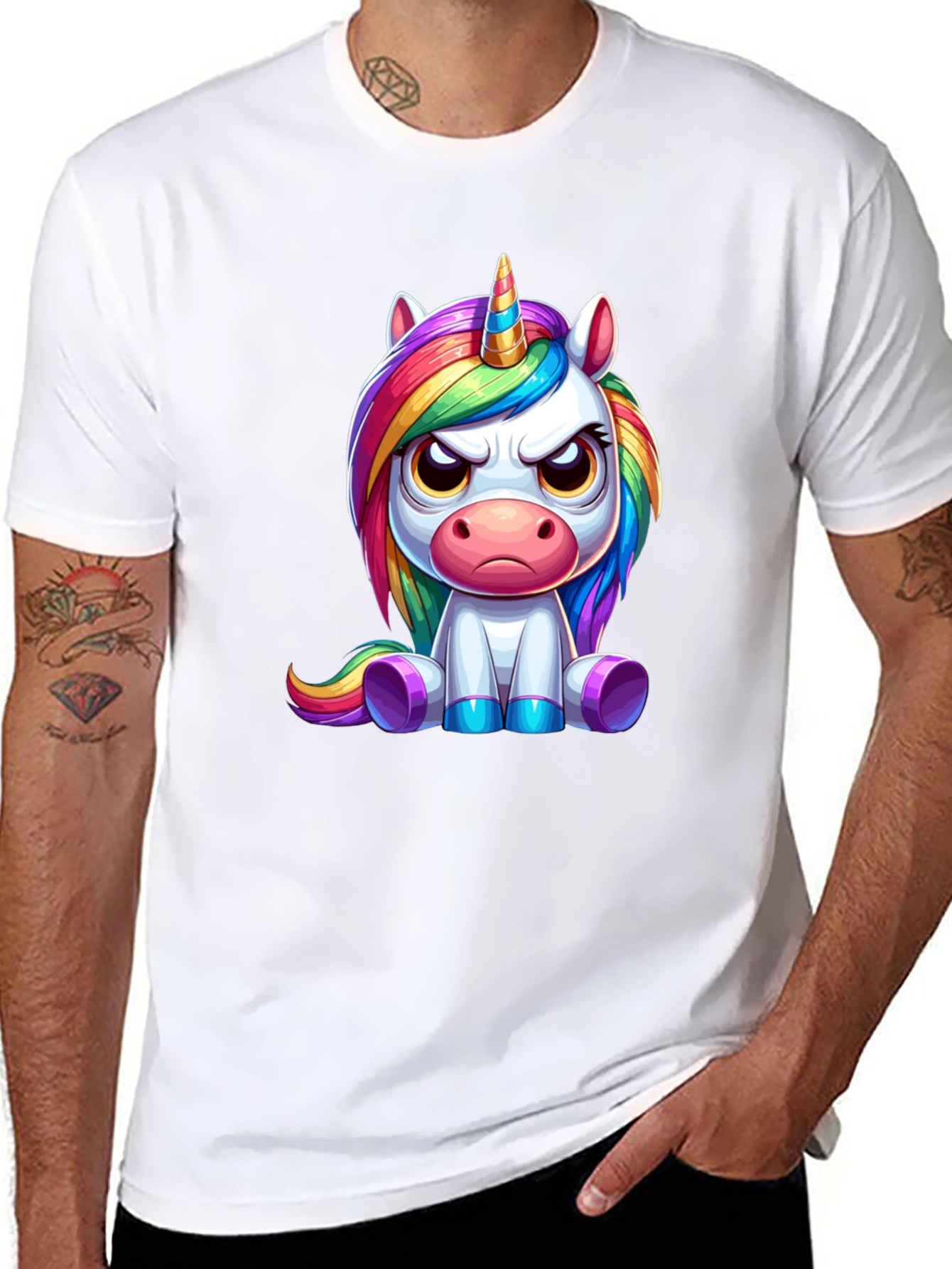 Black Grumpy Unicorn Graphic Tee - Black view 8
