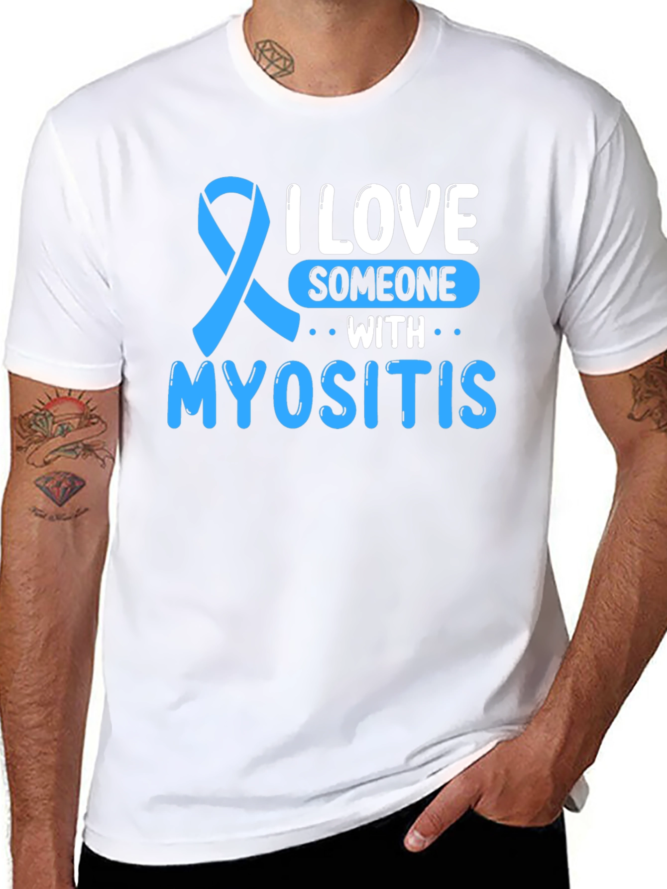 I Love Someone With Myositis Awareness Ribbon T-Shirt - 8