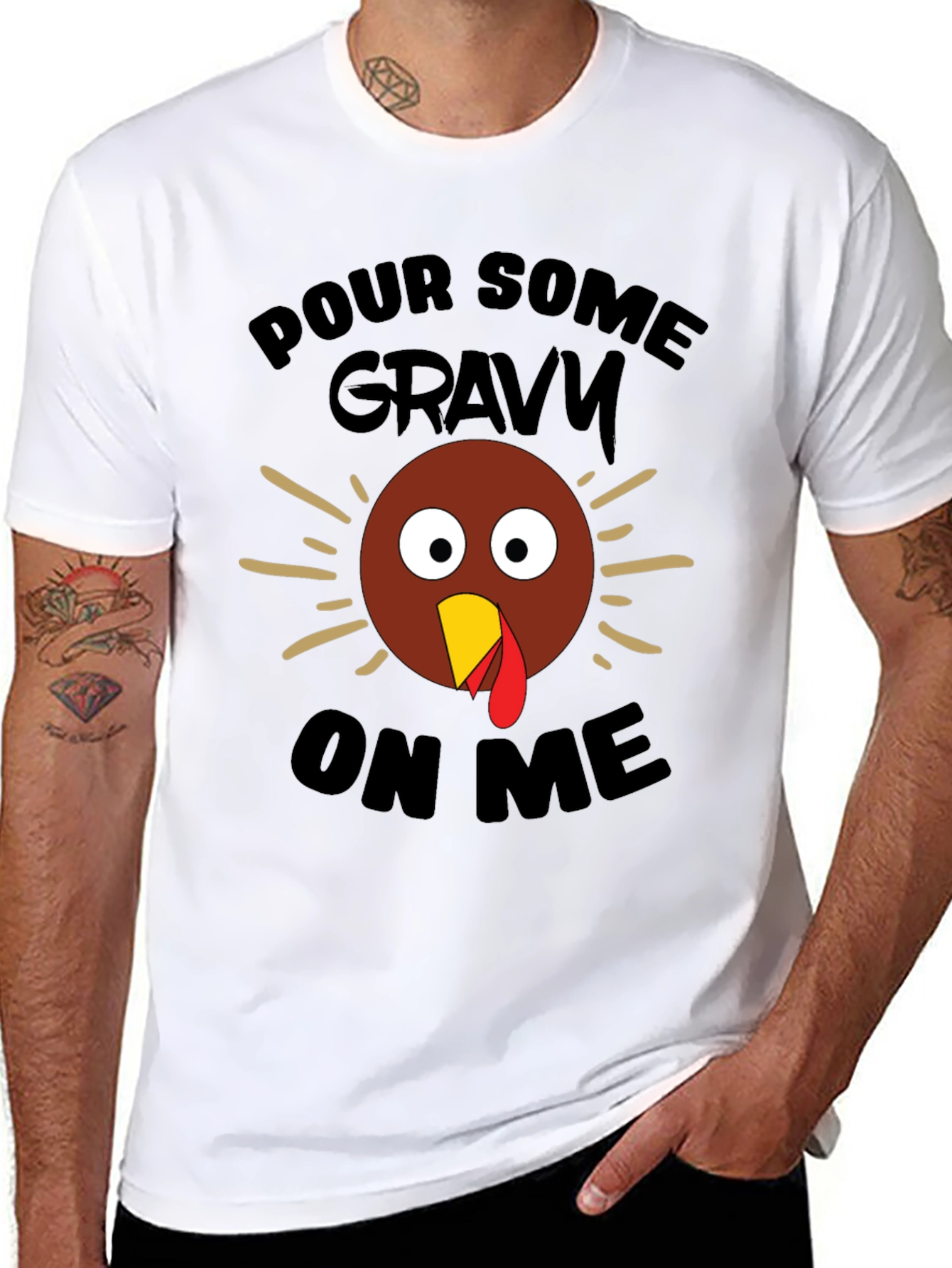 Black Funny Thanksgiving Turkey Gravy T-Shirt view 8