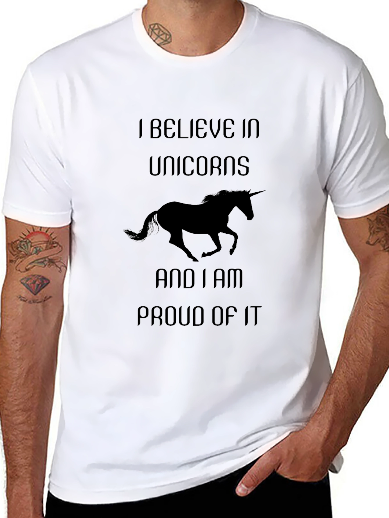 Black I Believe In Unicorns Graphic Tee view 8
