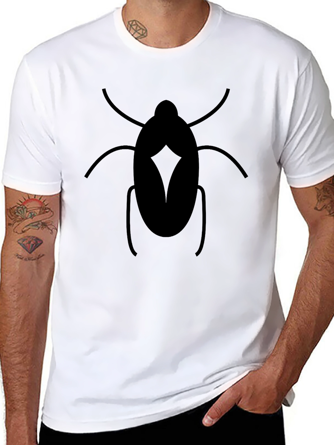 Black Cockroach Graphic Tee - Black Cotton T-Shirt view 8