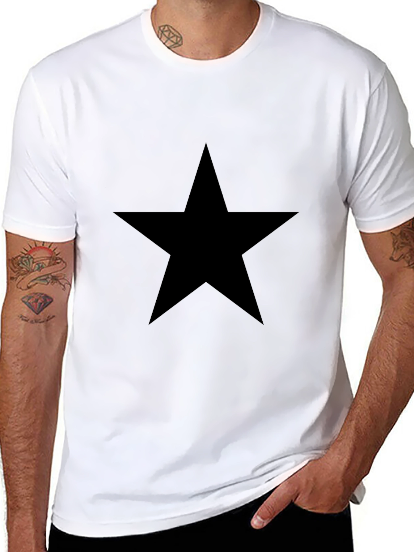 Black Black Star Graphic Tee - Mens Casual Shirt view 8