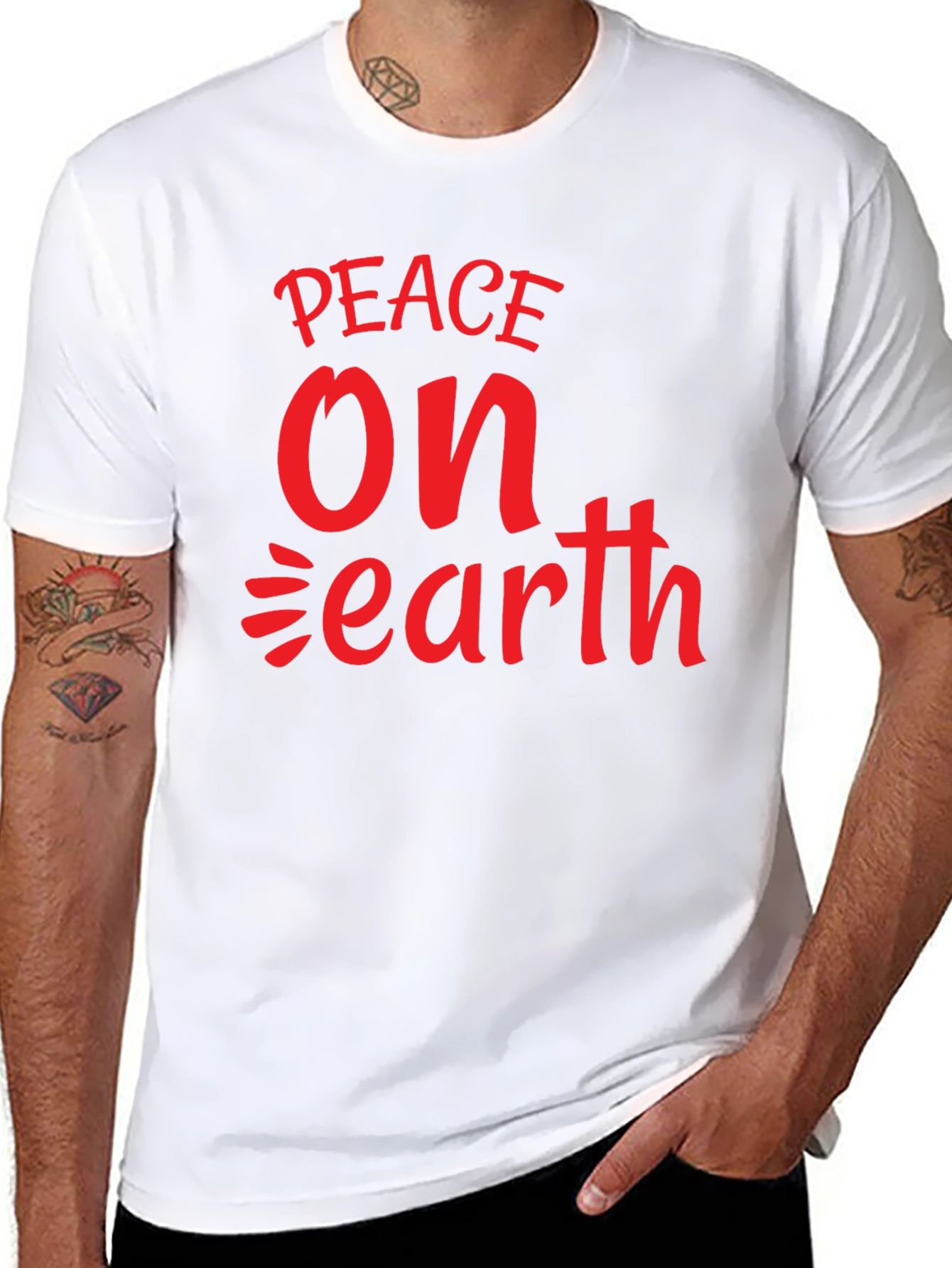 Black Peace On Earth Graphic Tee - Black Cotton view 8