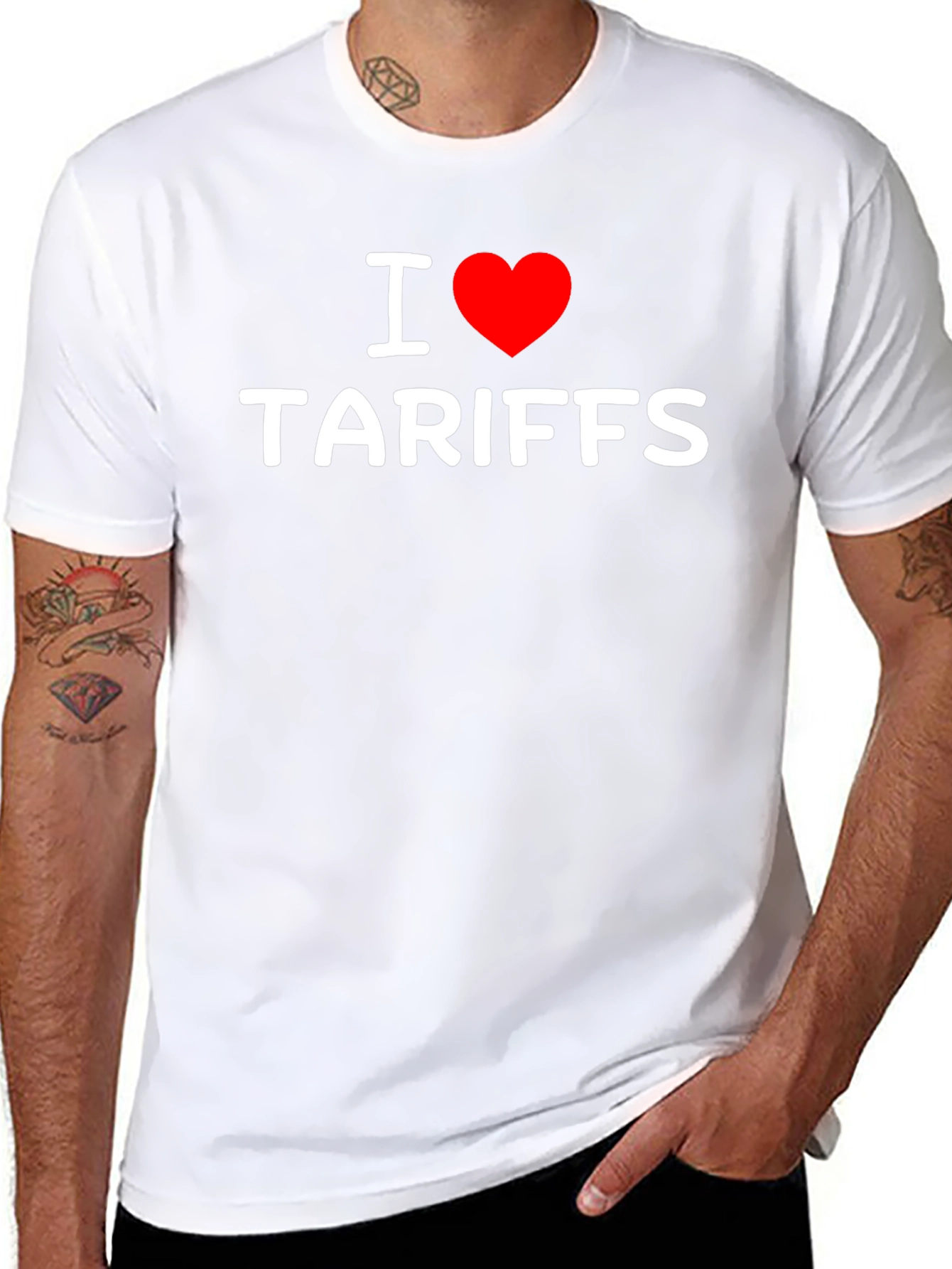 Black I Heart Tariffs T-Shirt - Bold Political Statement view 8