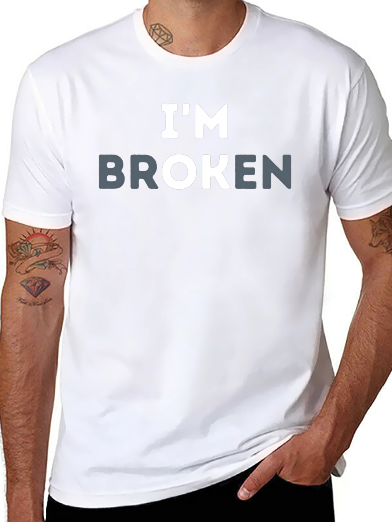 Black I'm Broken Graphic Tee - Unisex Casual T-Shirt view 8