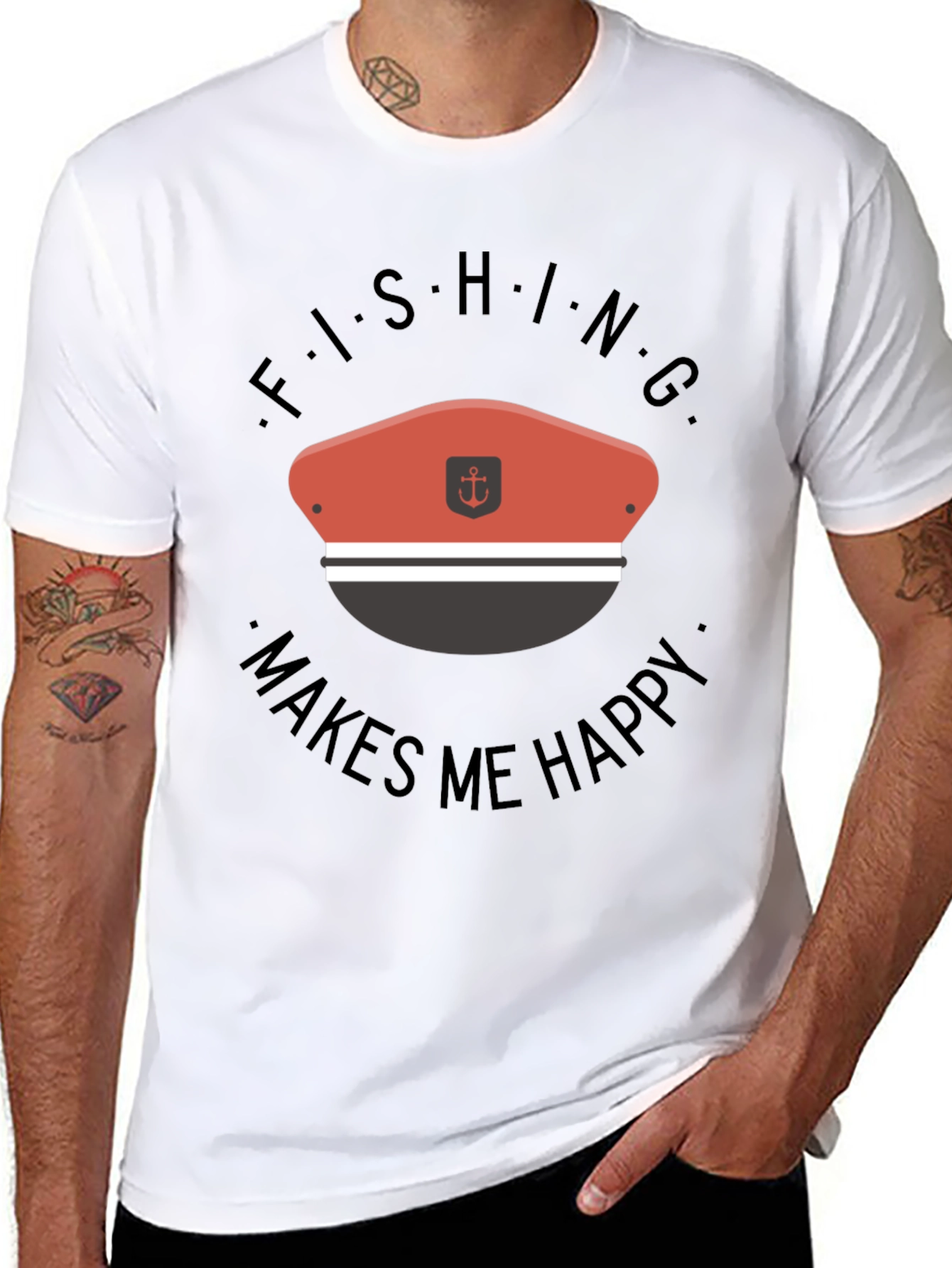 Black Fishing Makes Me Happy T-Shirt view 8
