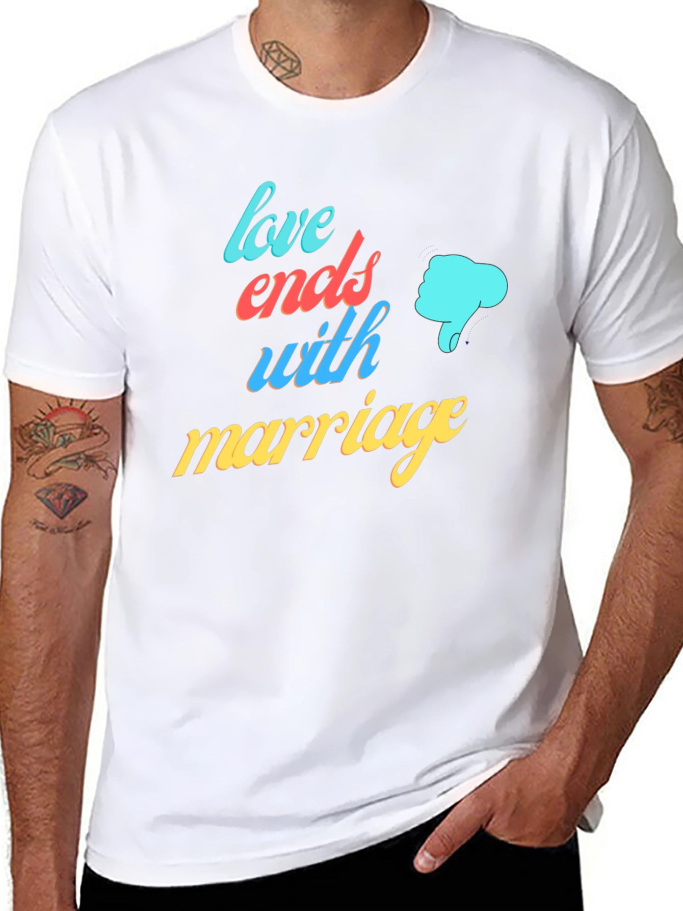 Black Love Ends with Marriage Humor T-Shirt view 8