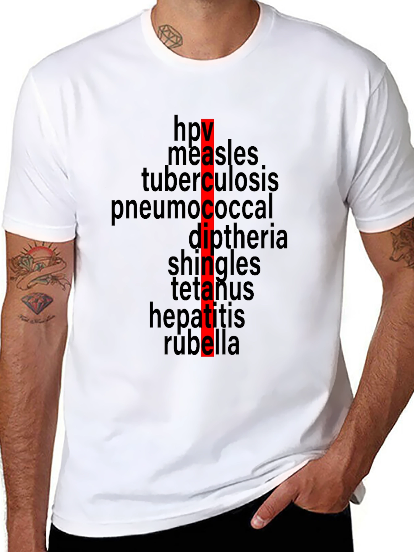 Black Vaccinate! Black T-Shirt - Prevent Disease view 8