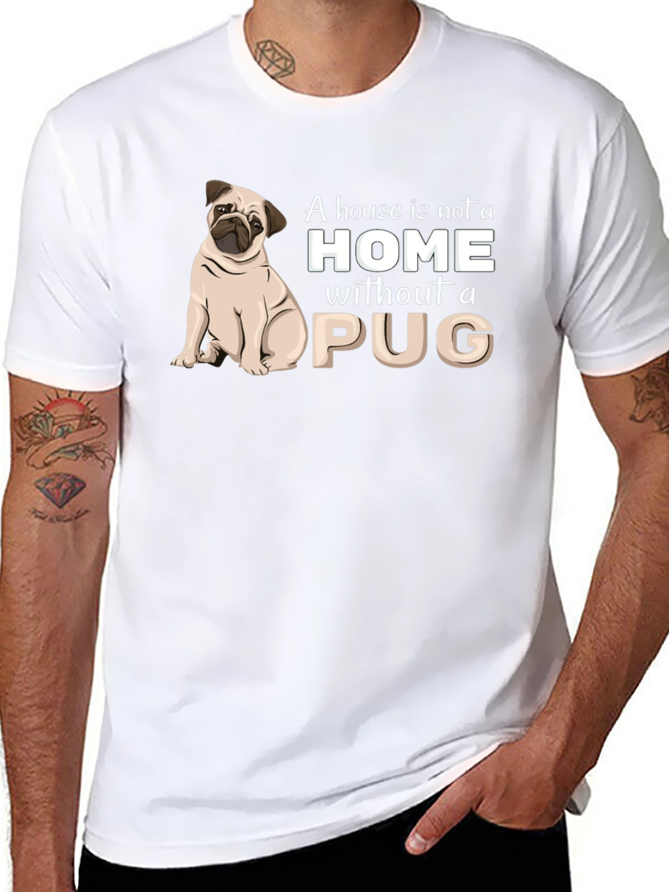 Black Pug Lover T-Shirt: Home Is Where My Pug Is! view 8