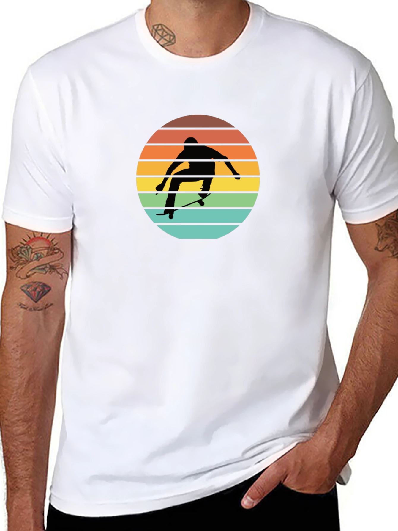 Black Skateboarder Sunset Graphic Tee - Cool Black T-Shirt view 8