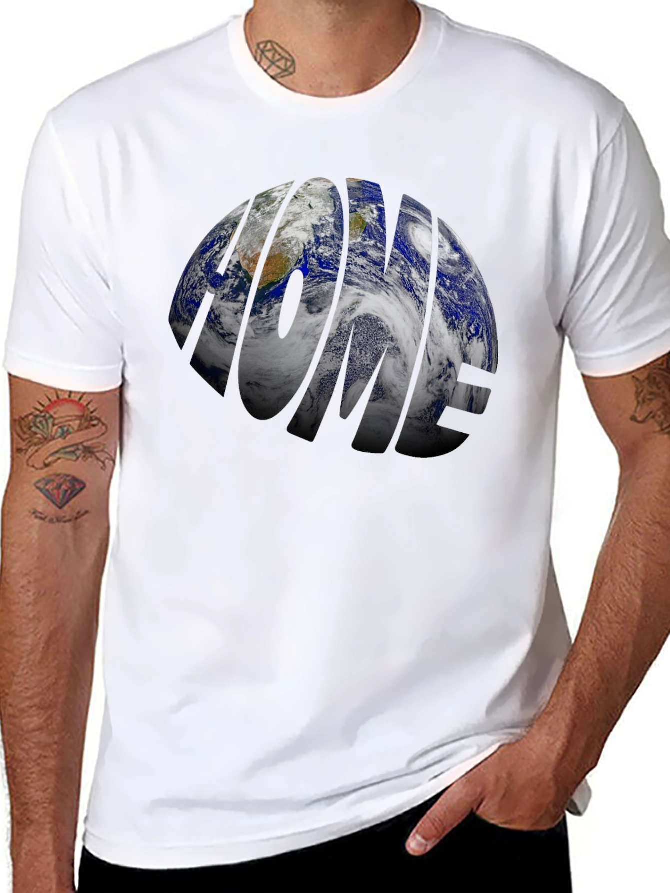 Black Home Planet Earth Graphic T-Shirt - Black view 8