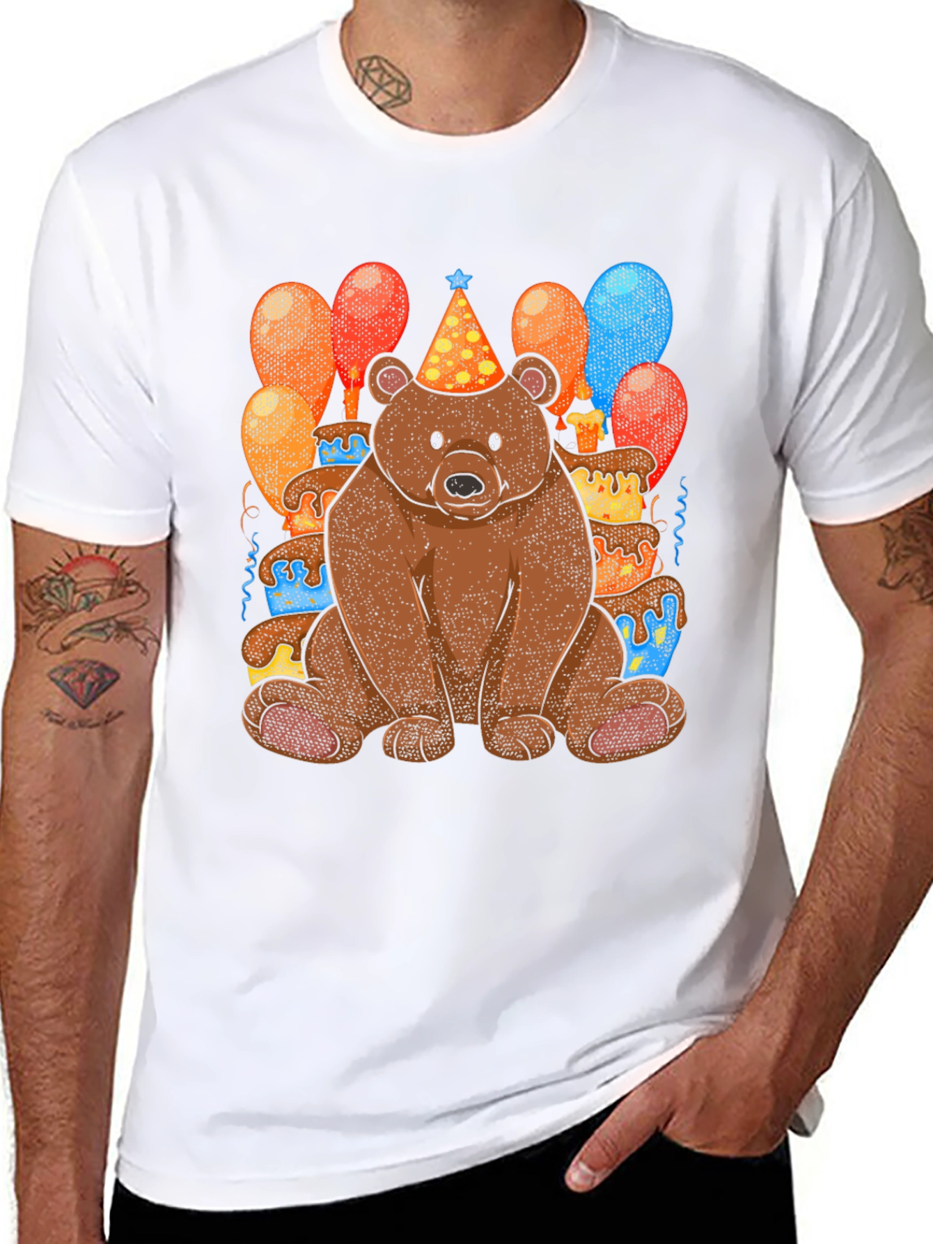 Black Birthday Bear T-Shirt: Cute Cartoon Animal Tee view 8
