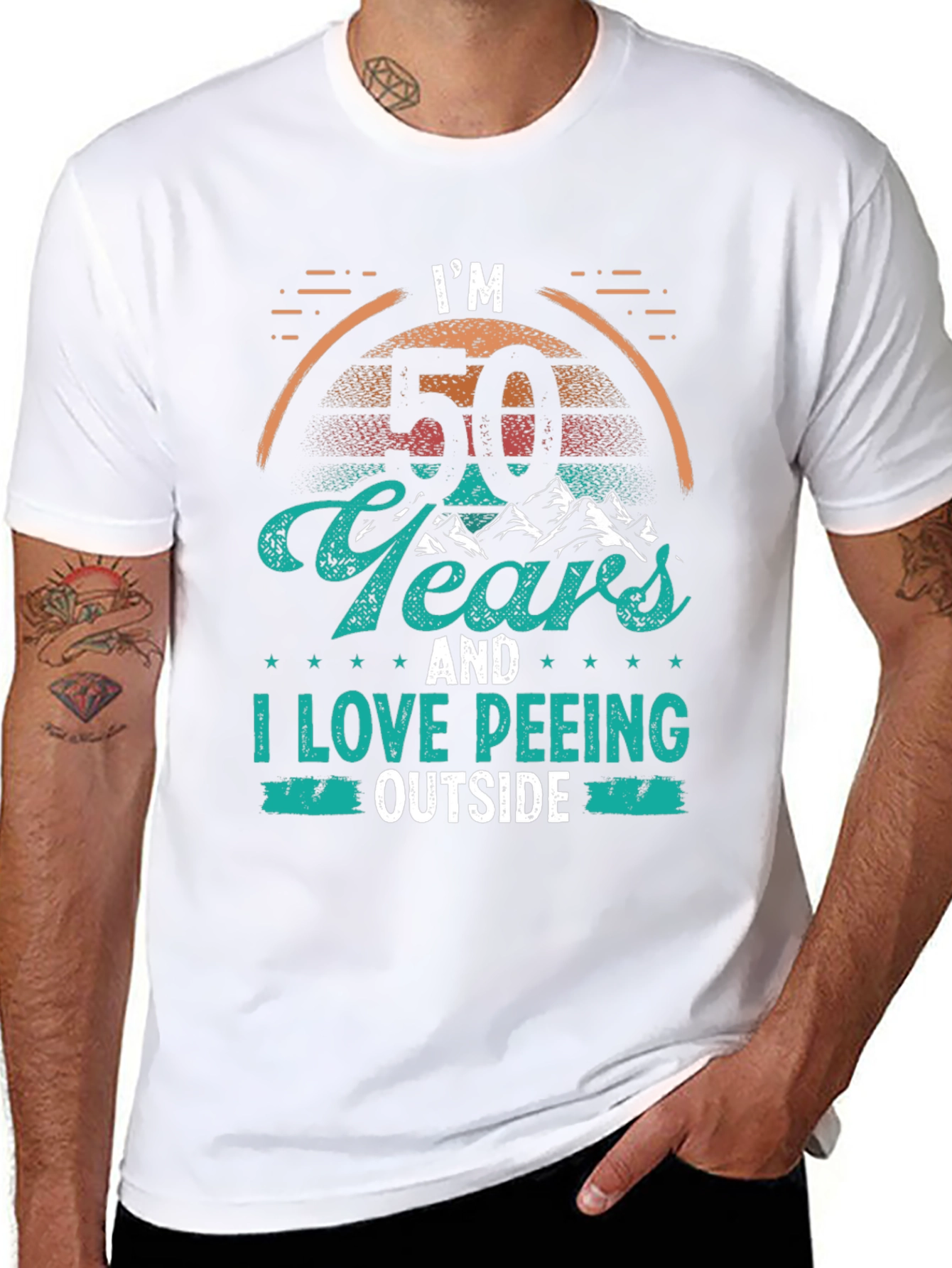Black Funny 50th Birthday Peeling Outdoors T-Shirt view 8