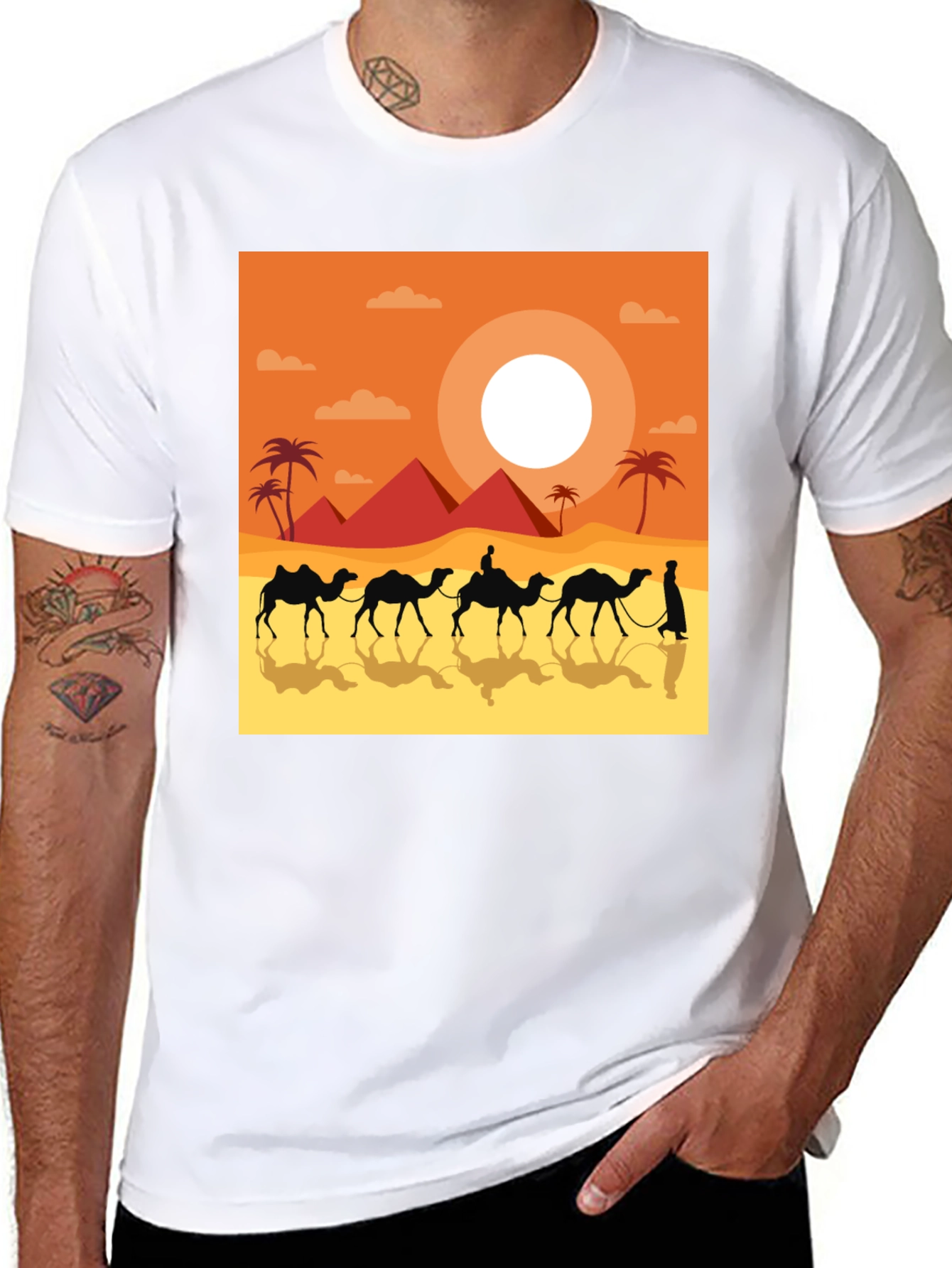 Black Desert Caravan Graphic Tee - Unisex Black T-Shirt view 8