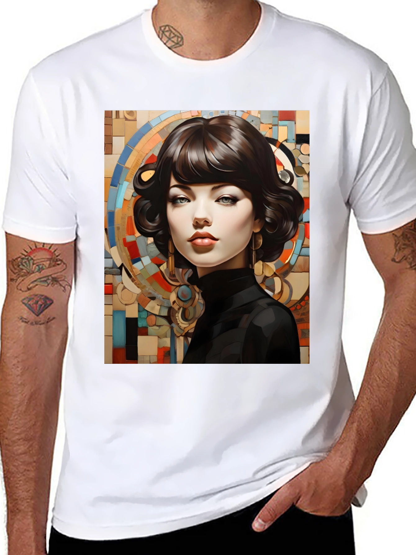 Black Elegant Woman Portrait T-Shirt view 8