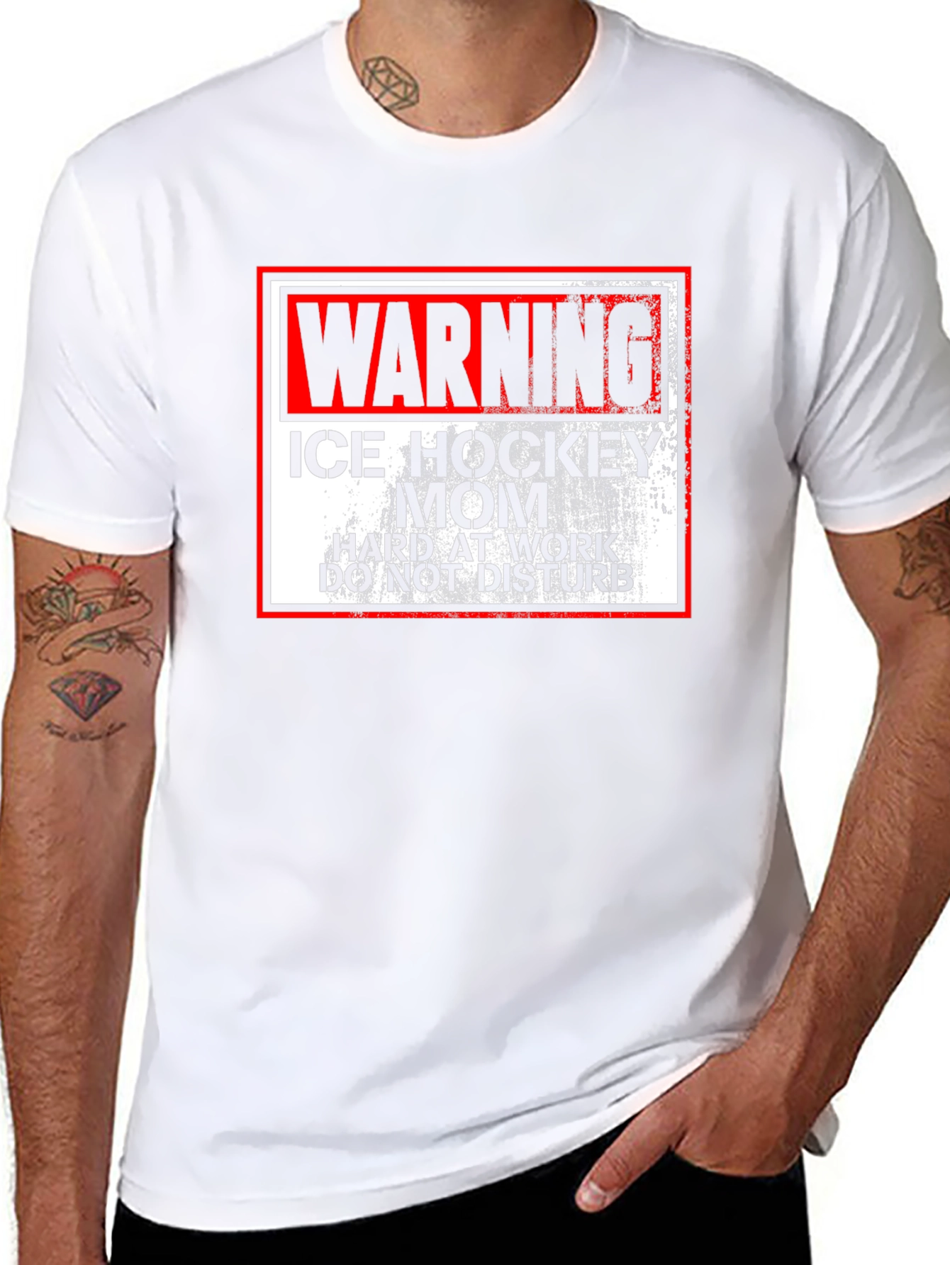 Black Warning Ice Hockey Mom T-Shirt view 8