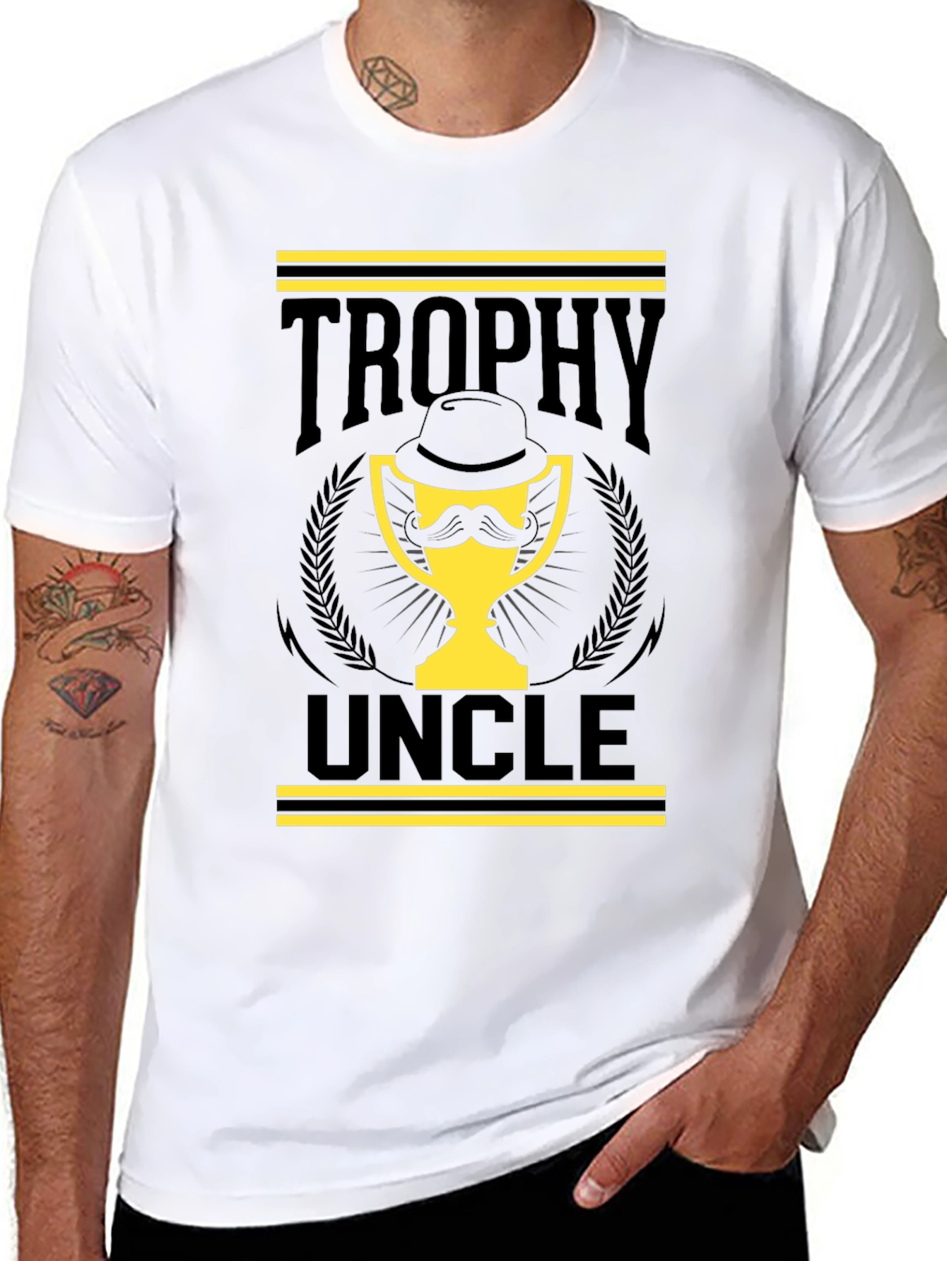 Black Trophy Uncle Graphic Tee - Black Cotton T-Shirt view 8