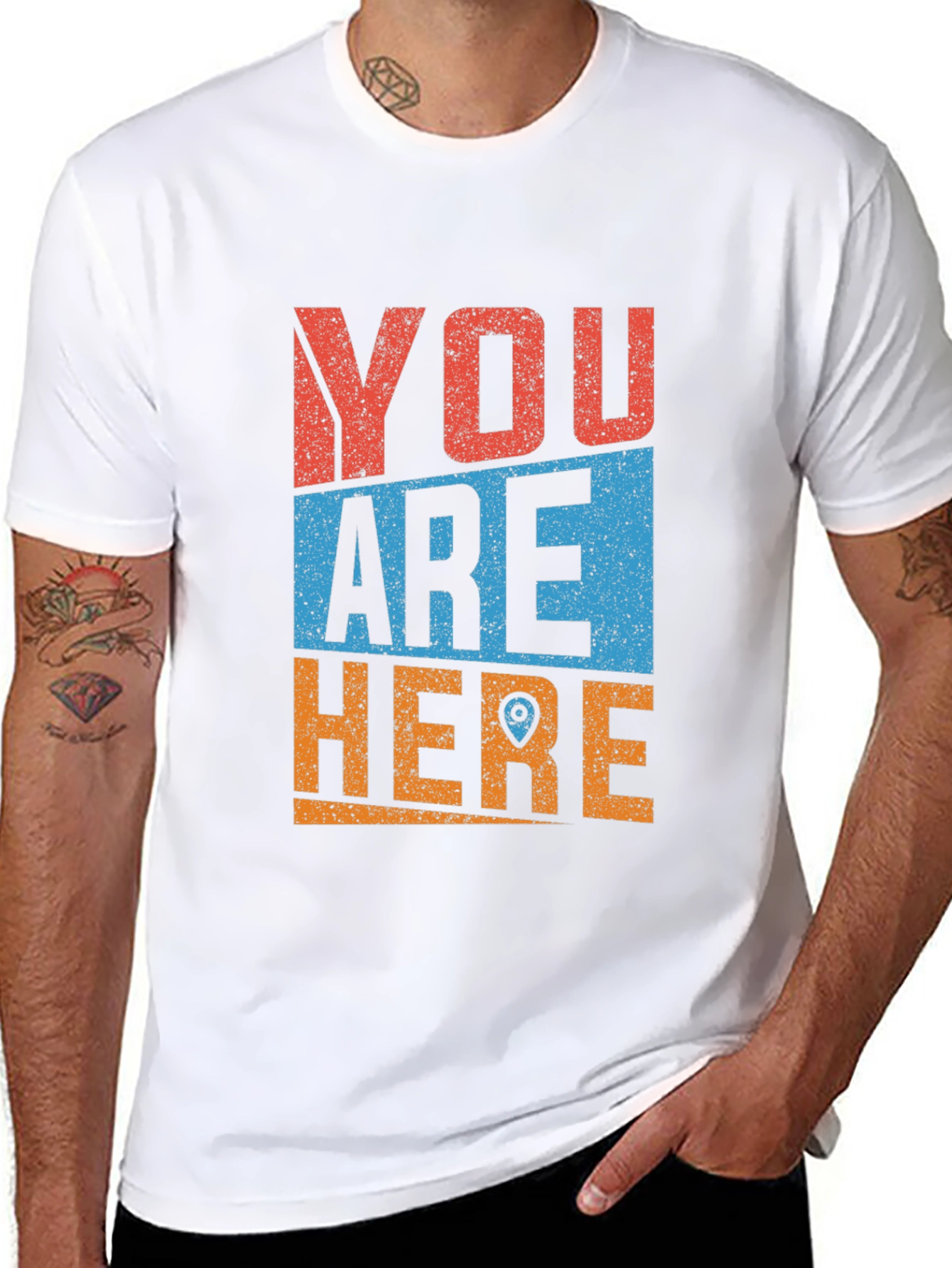 Black You Are Here Novelty Graphic Tee view 8
