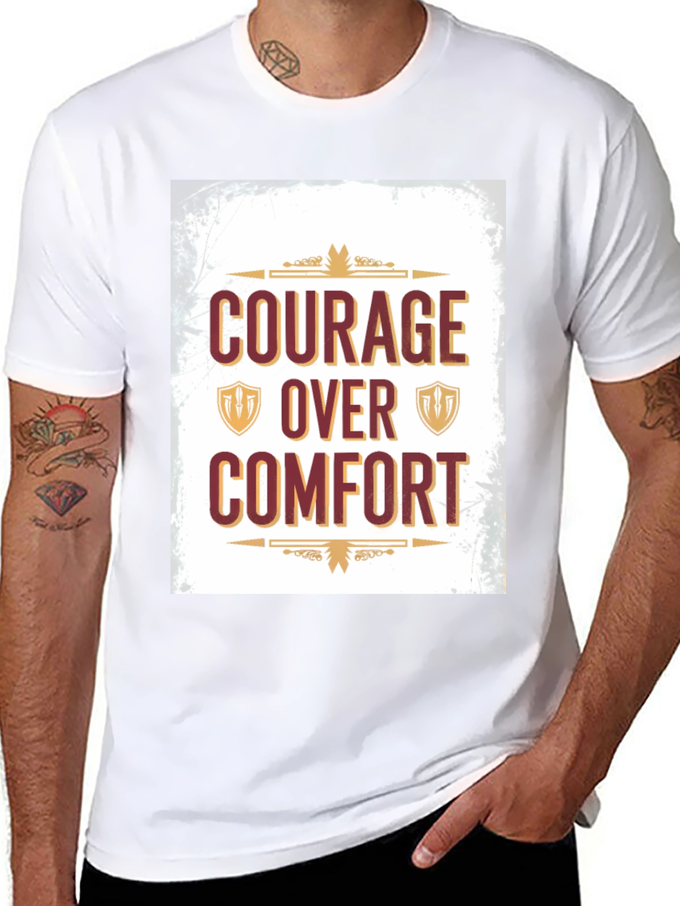 Black Courage Over Comfort Graphic Tee - Motivational Design view 8