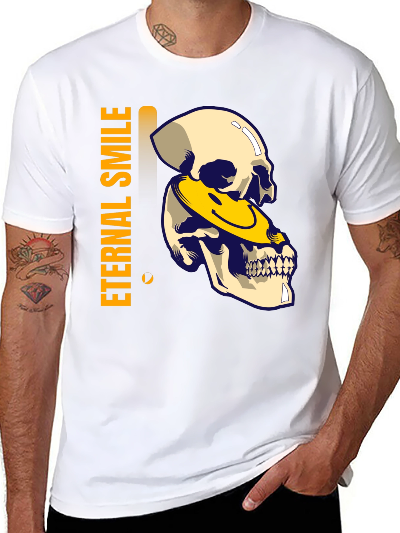 Black Eternal Smile Skull Graphic T-Shirt - Black view 8