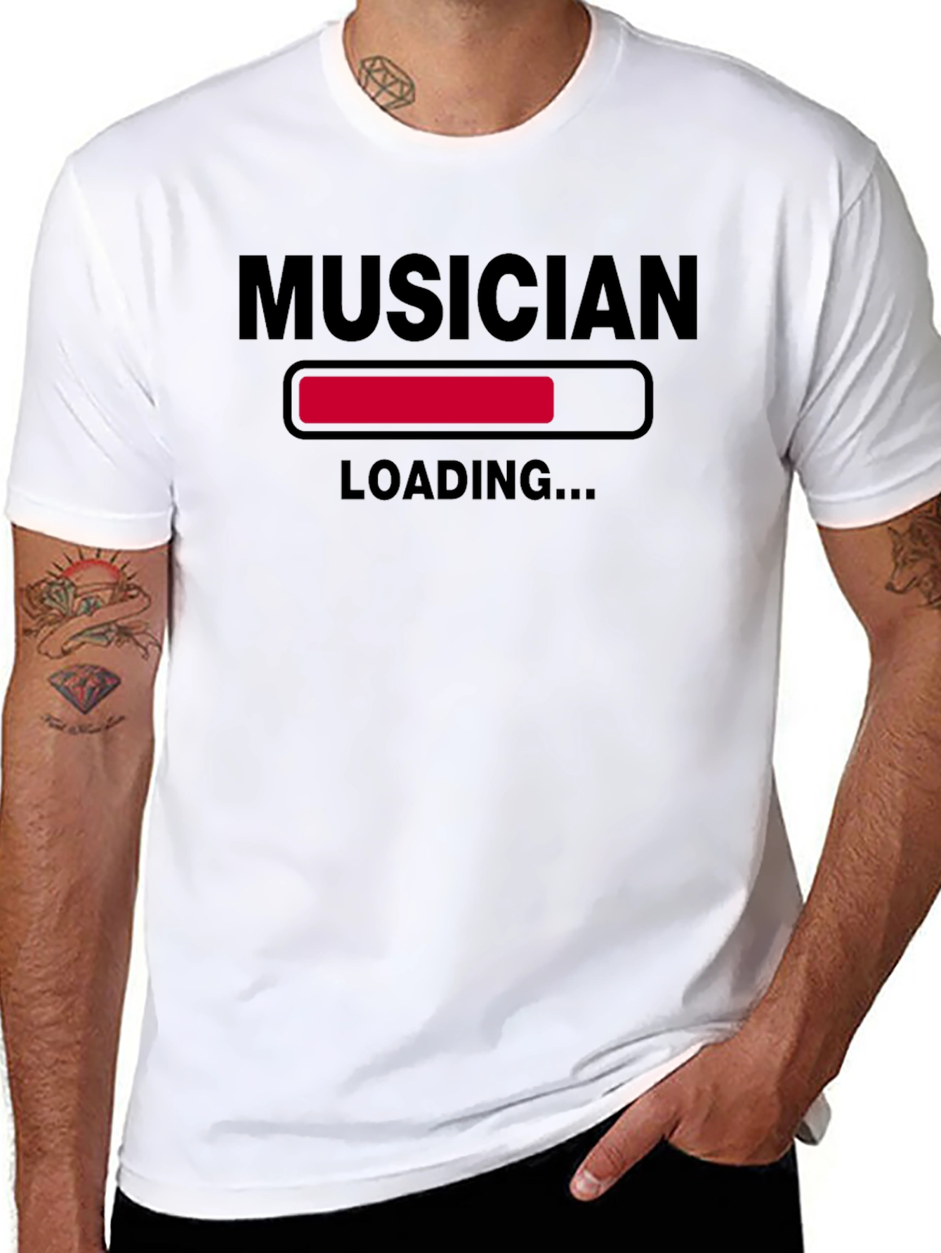 Black Musician Loading Funny Graphic T-Shirt view 8