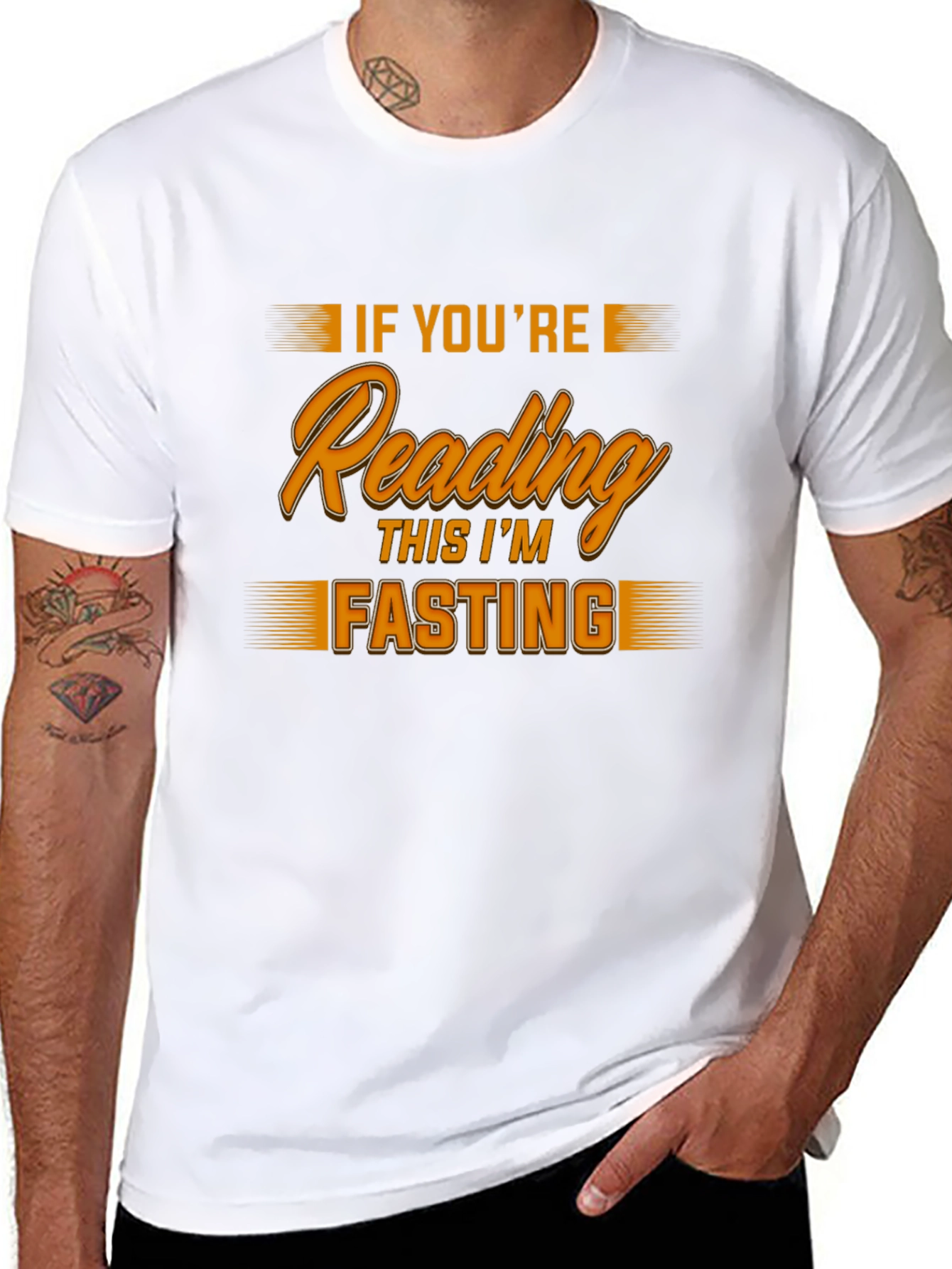 Black Funny Fasting T-Shirt - If You're Reading This I'm Fasting view 8