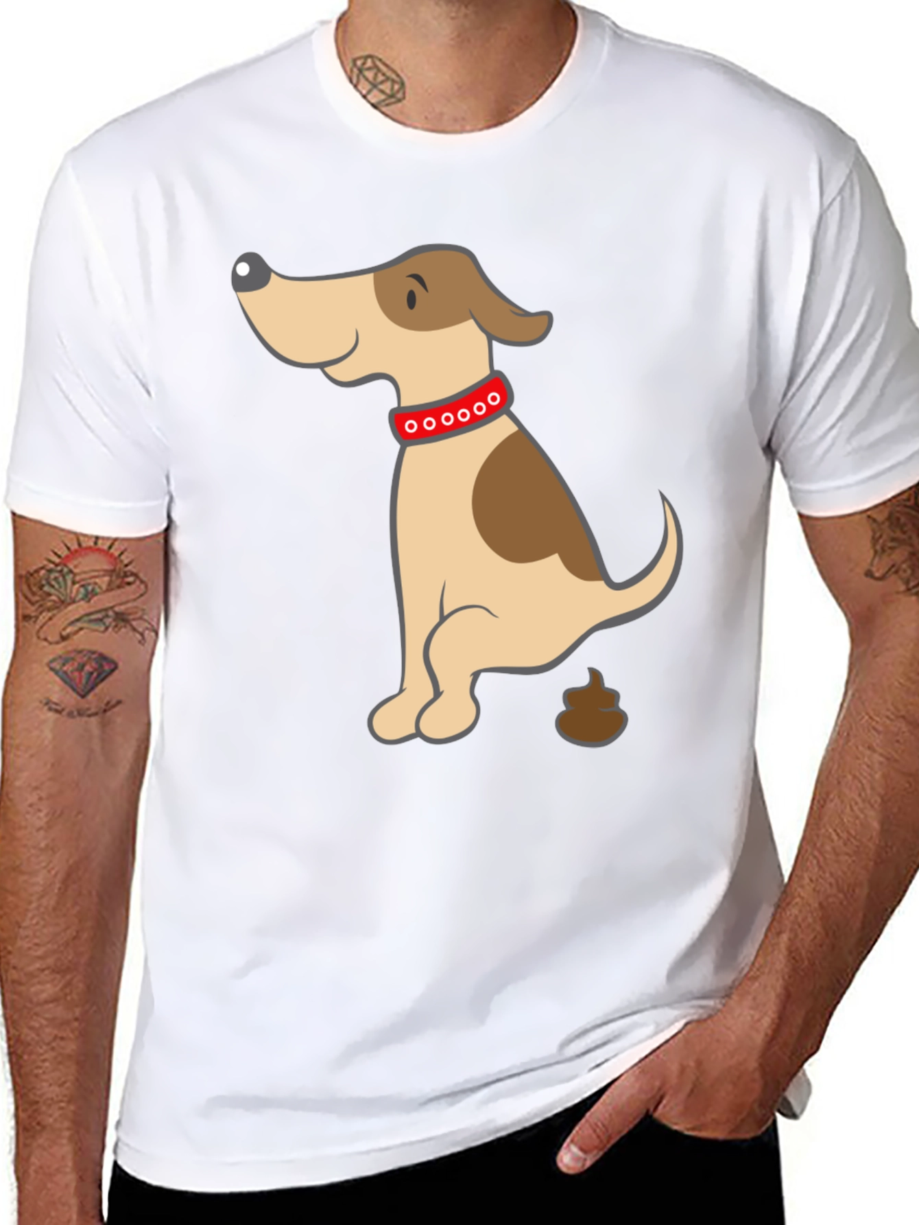 Black Funny Dog Poop Cartoon Black T-Shirt view 8