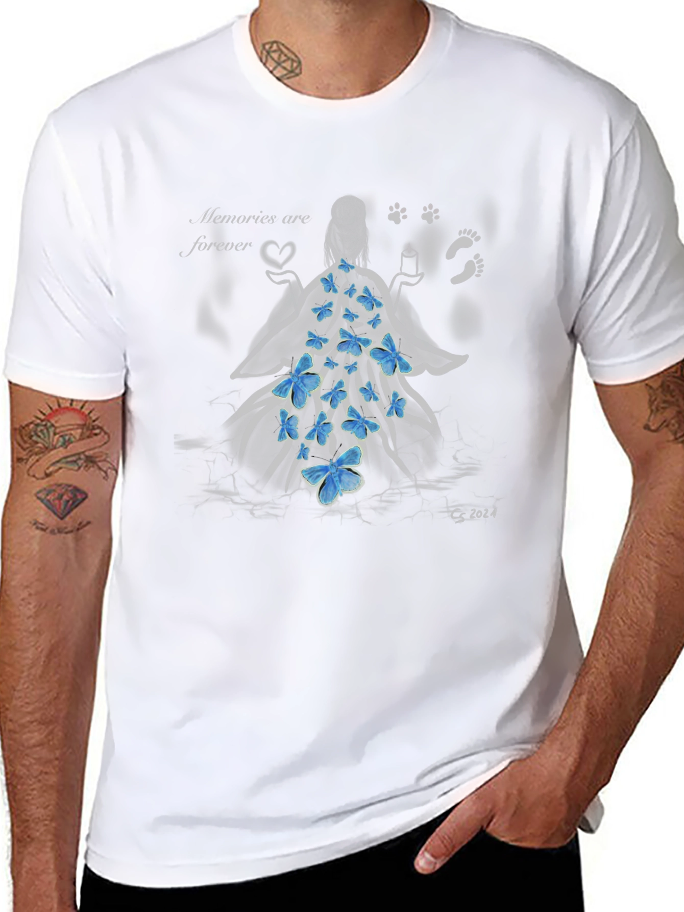 Memories Forever T-Shirt - Angel with Butterflies - 8