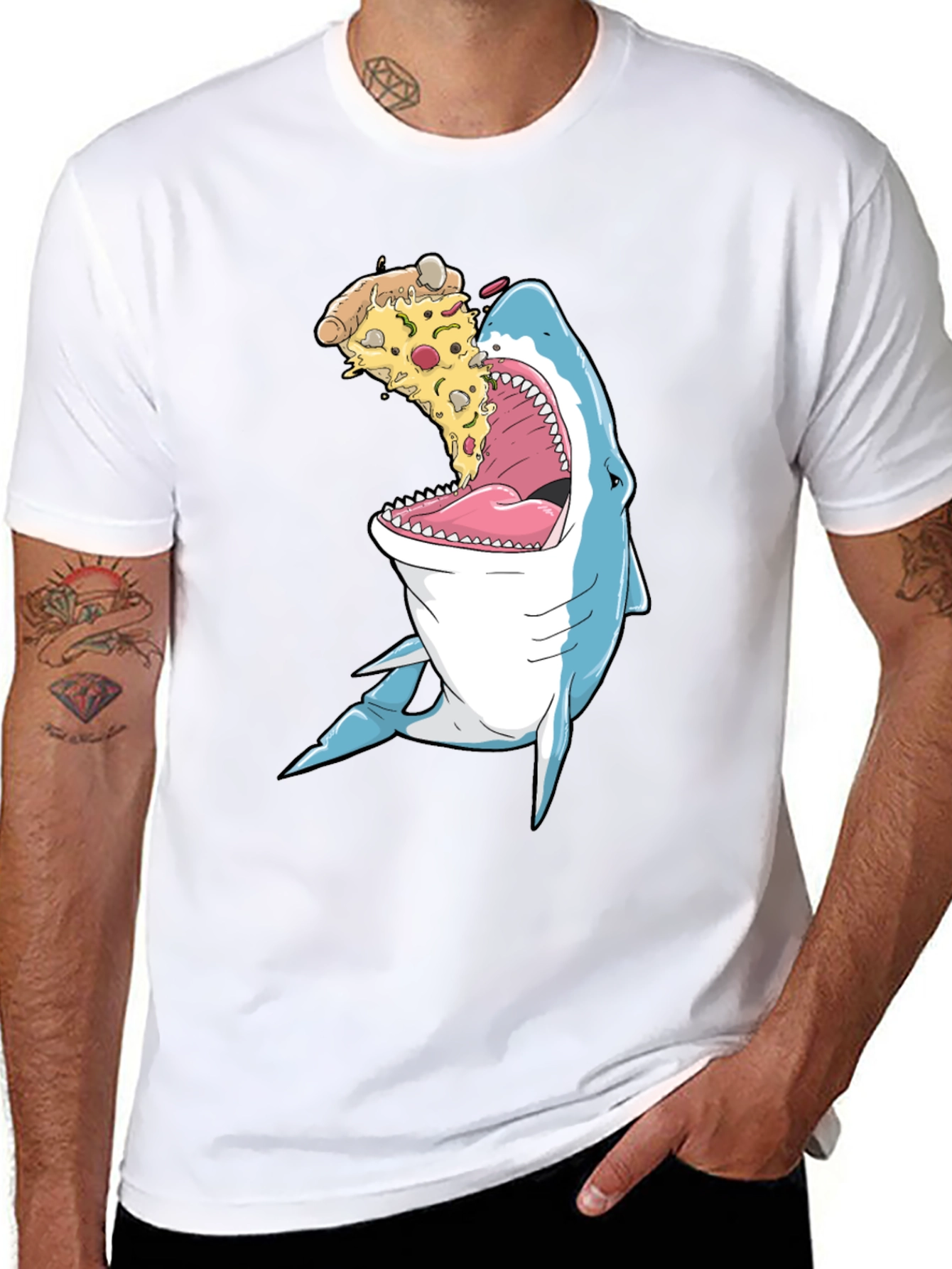 Black Shark Pizza T-Shirt view 8