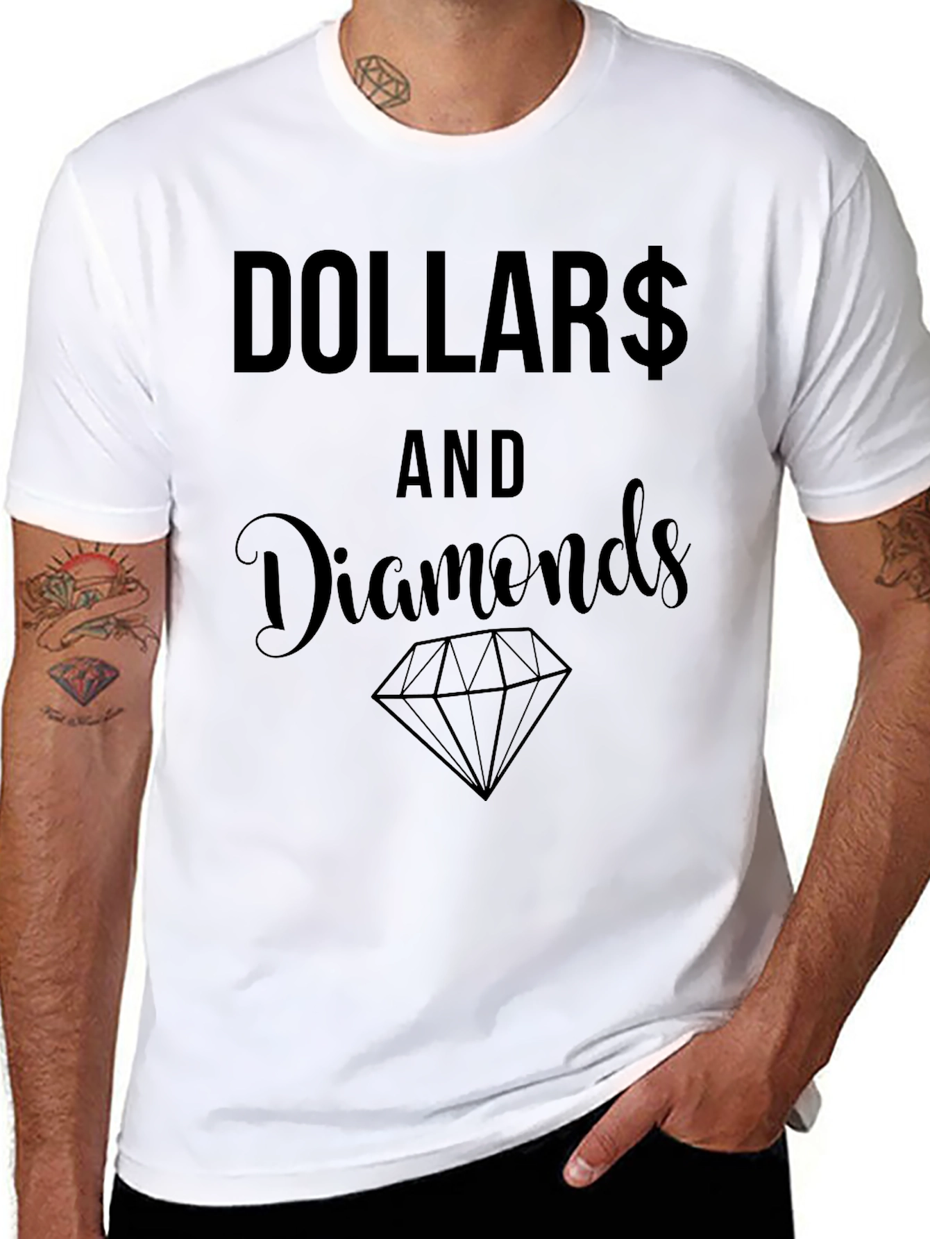 Black Dollar and Diamonds Graphic Tee view 8