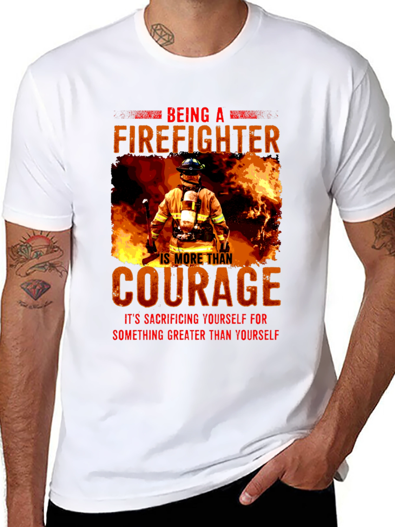 Black Firefighter Courage T-Shirt view 8