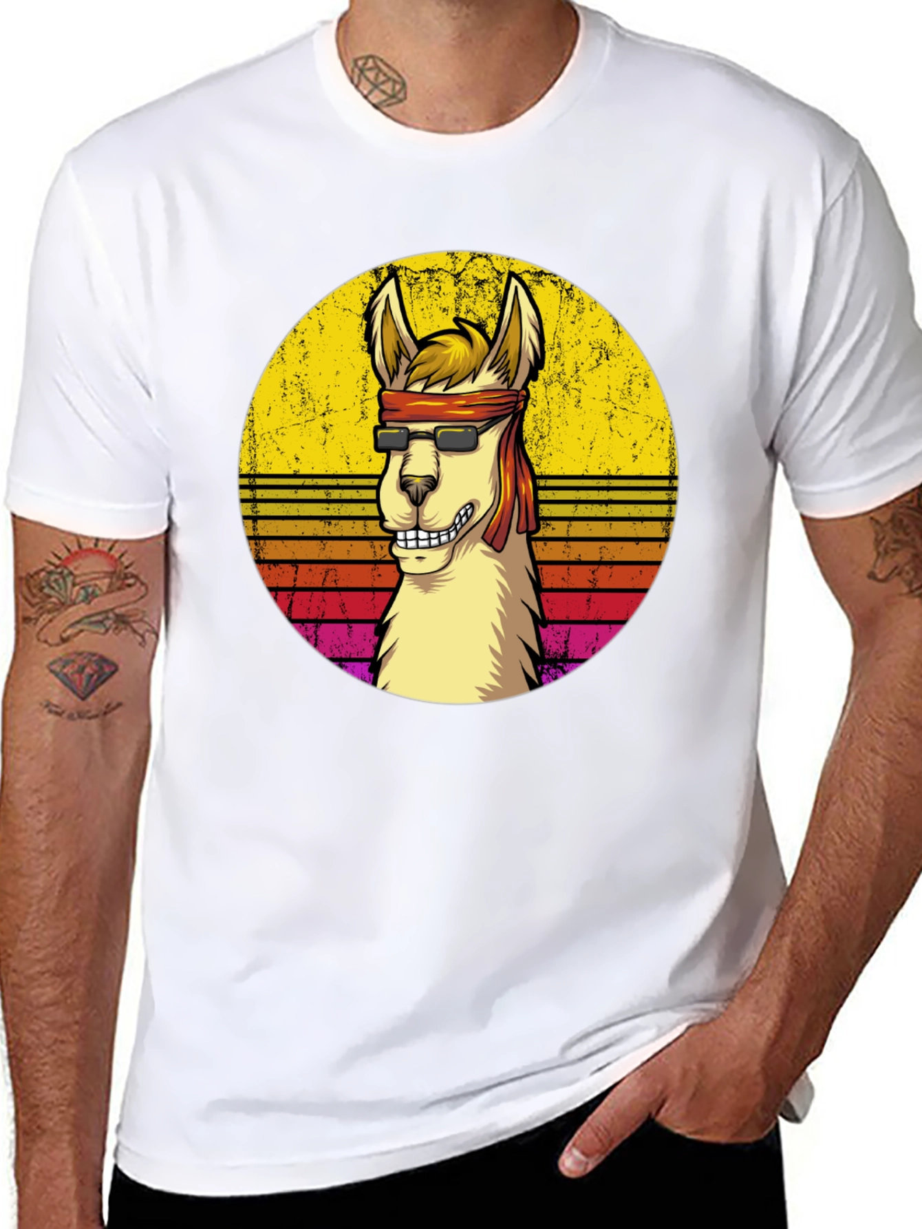Black Retro Llama Graphic T-Shirt view 8
