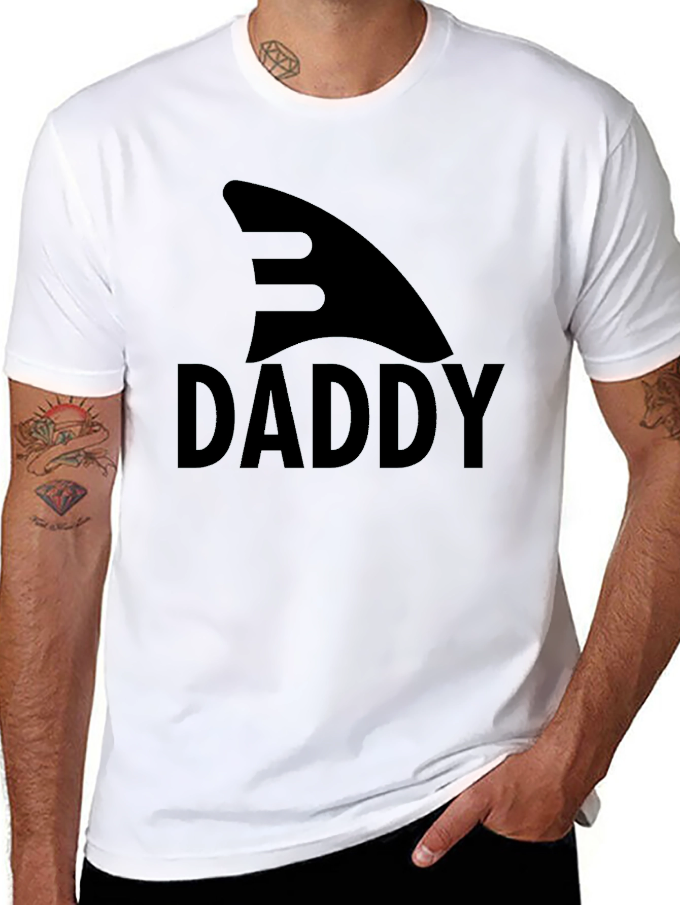 Black Shark Daddy Graphic Tee - Black Cotton T-Shirt view 8